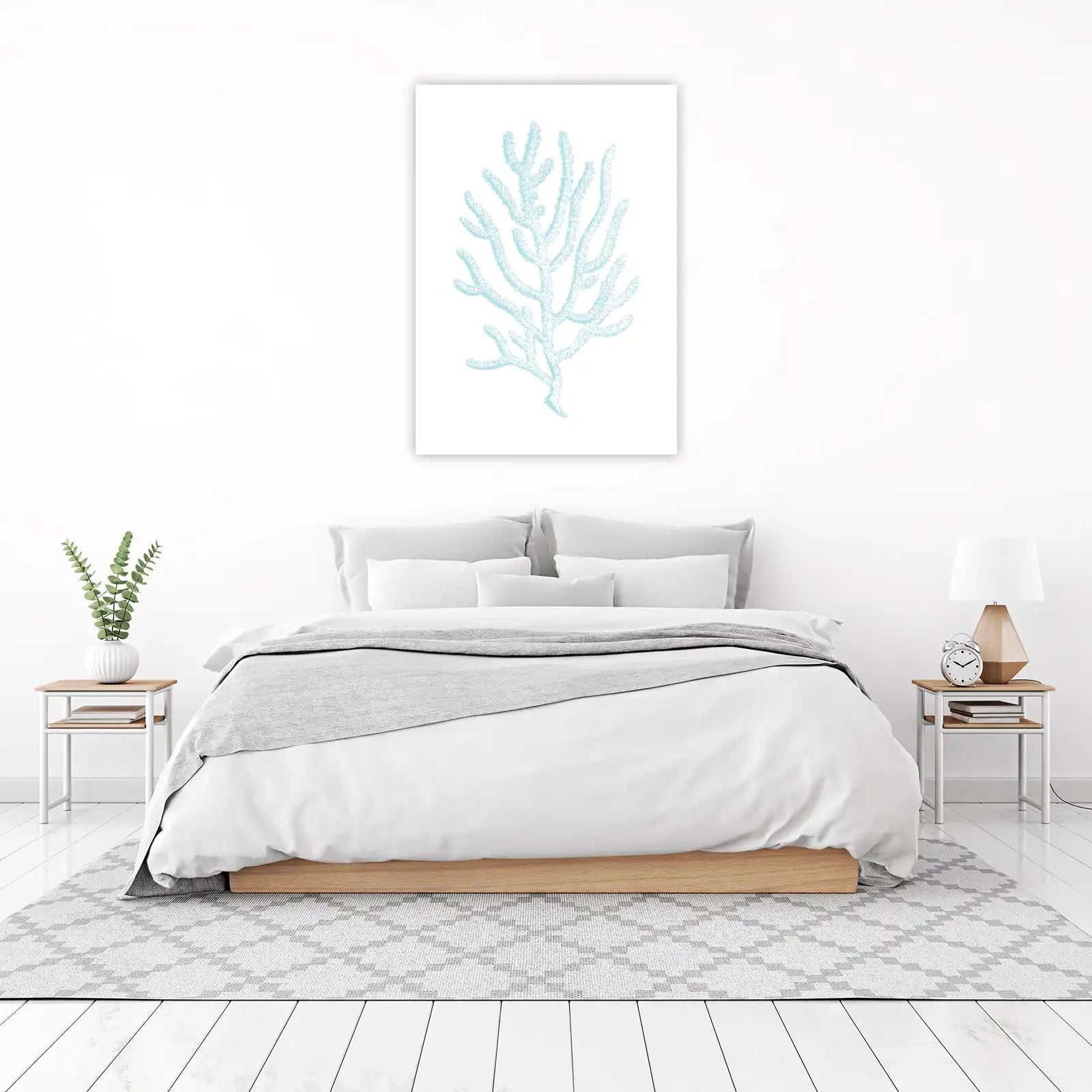 Serene Blue Coral Branch Wall Art