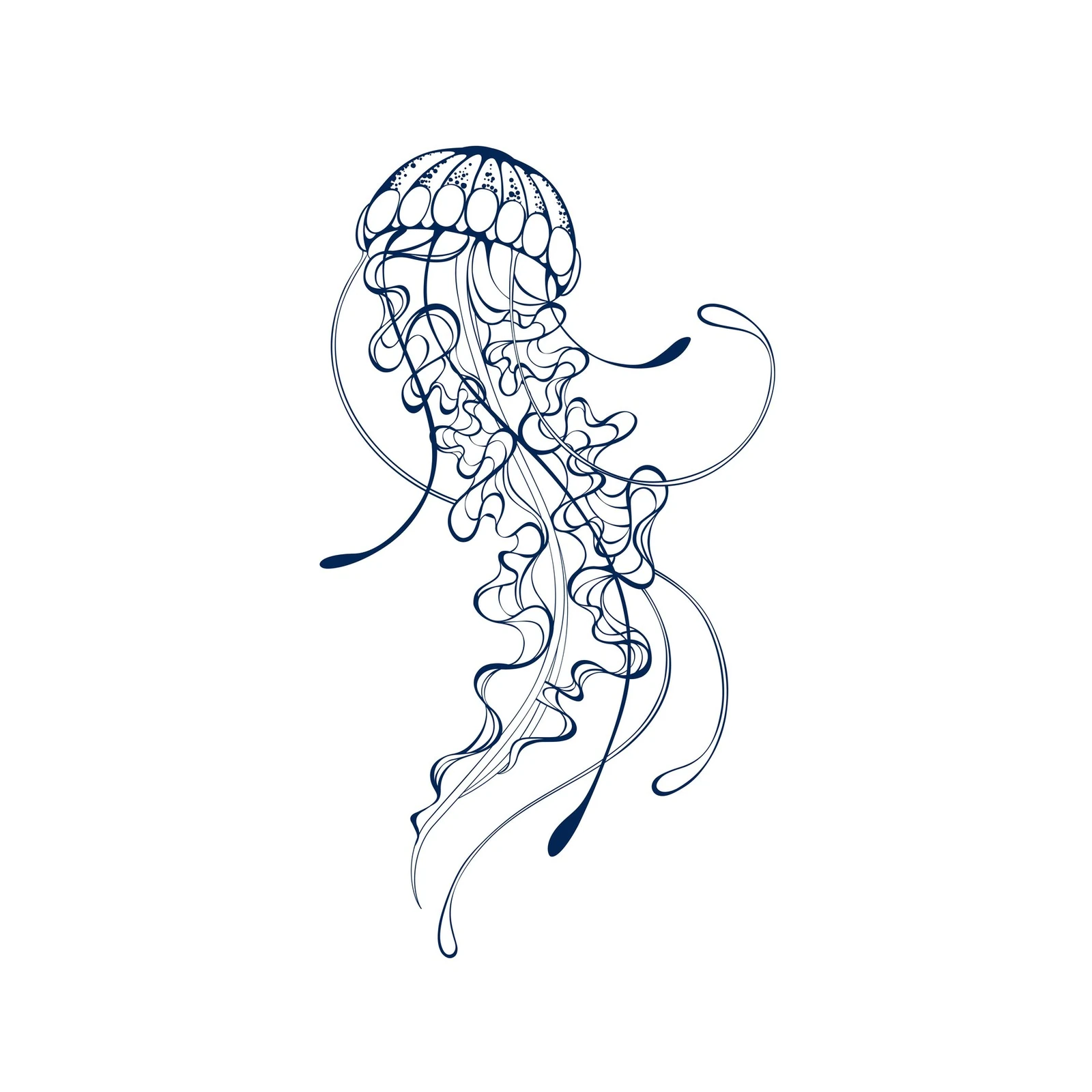 Elegant Navy Jellyfish Wall Art Wall Art