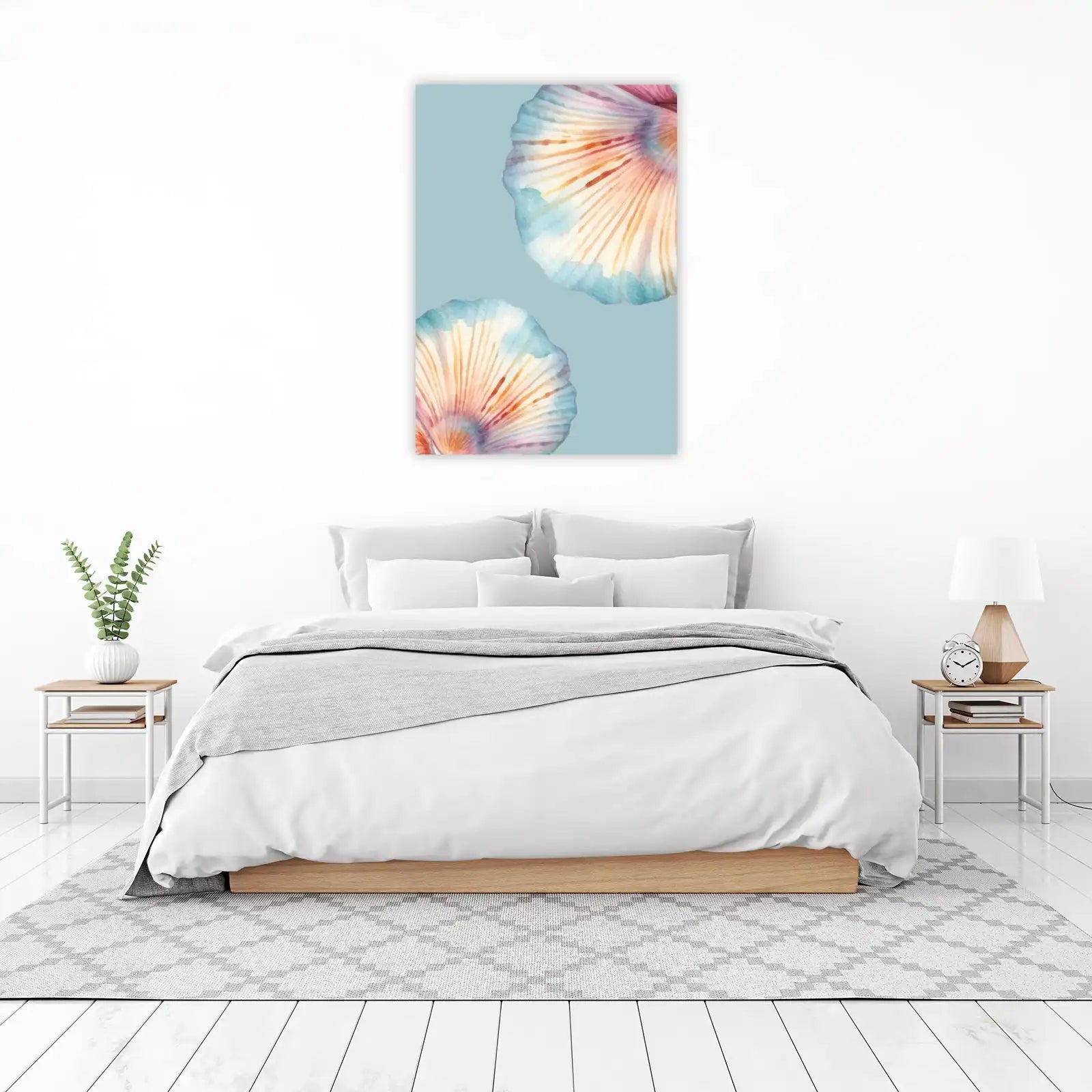 Coastal Scallop Seashell Watercolor Wall Art