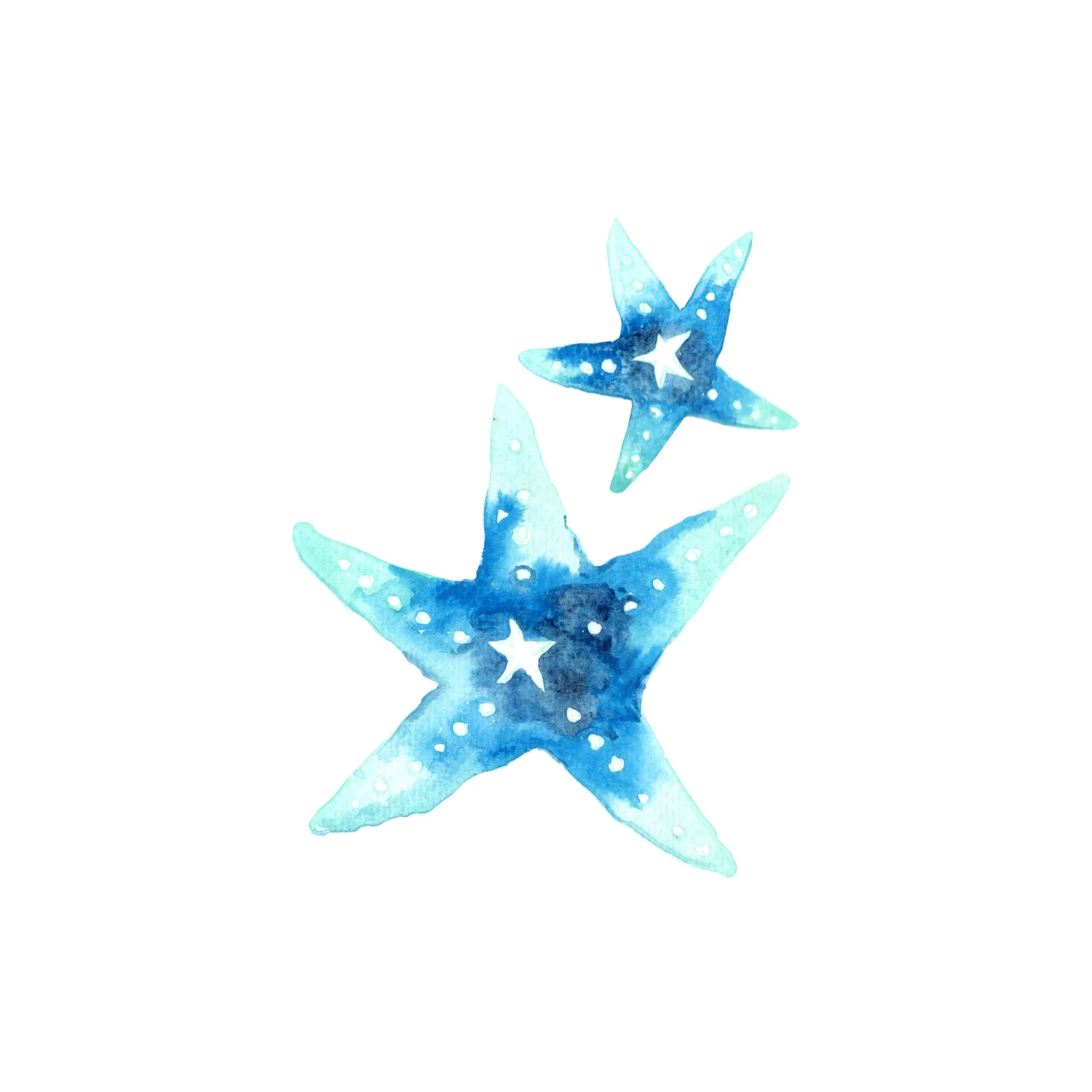 Blue Starfish Watercolor Beach Art Wall Art