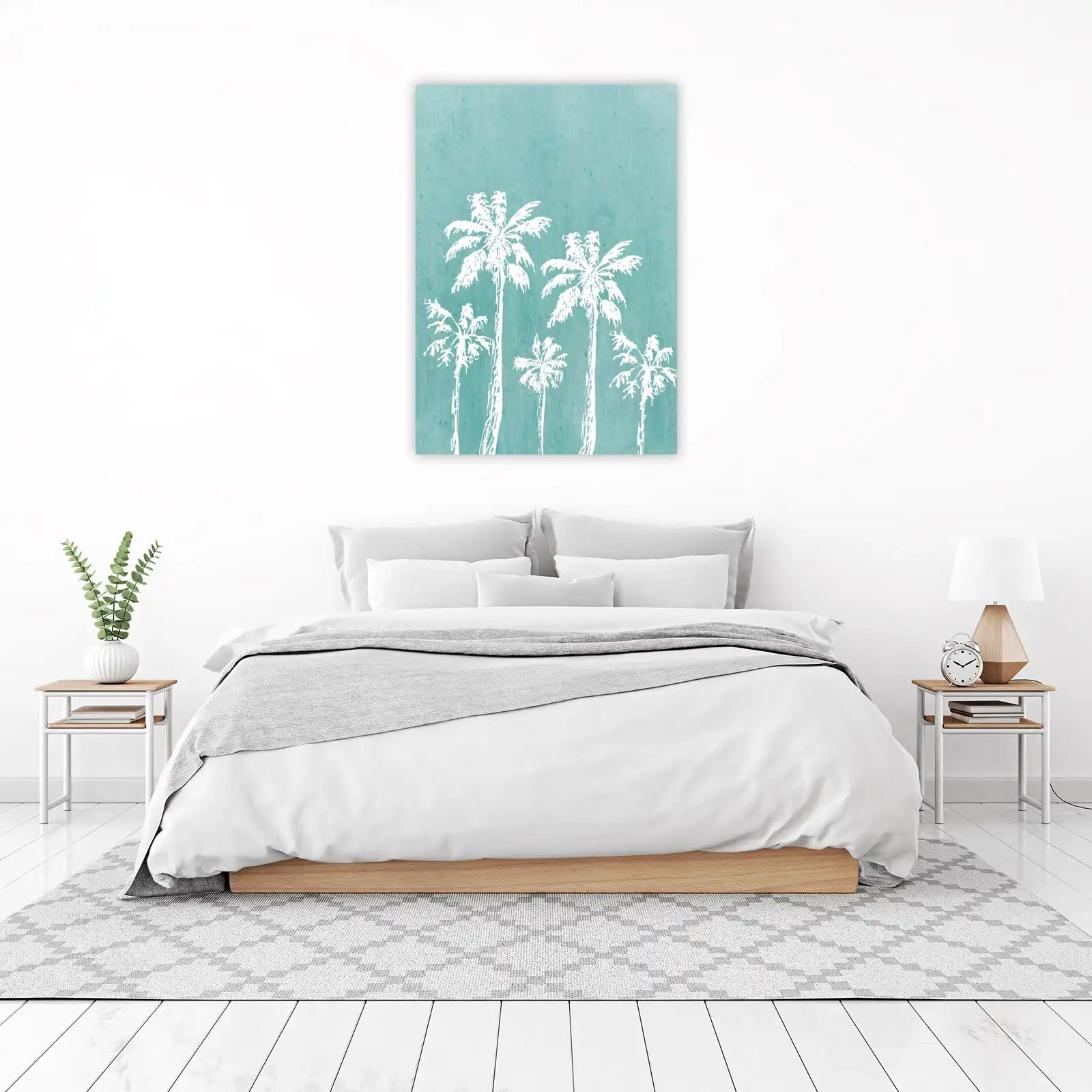 Coastal Palm Grove White Line Art Wall Art