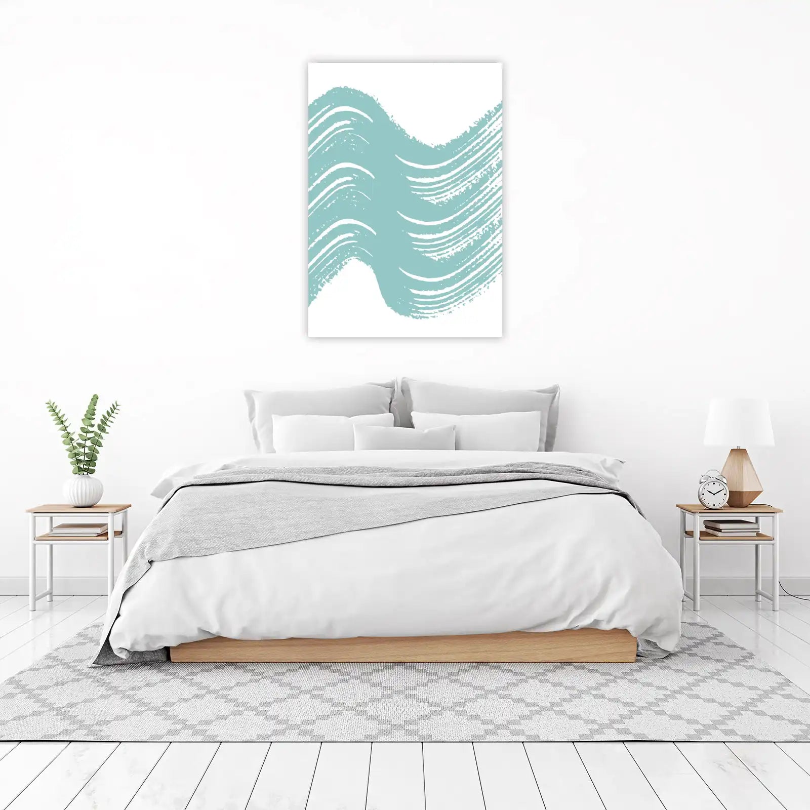 Serene Teal Brushstroke Wall Art