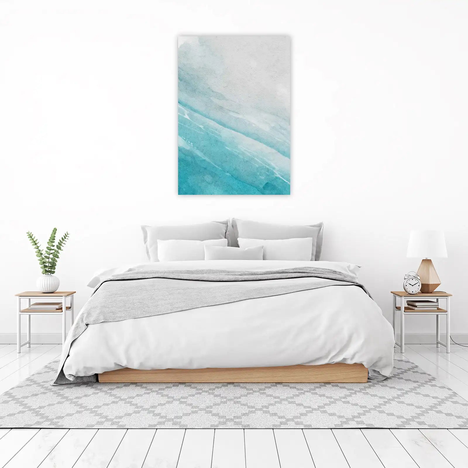 Serene Aqua Waves Watercolor Wall Art