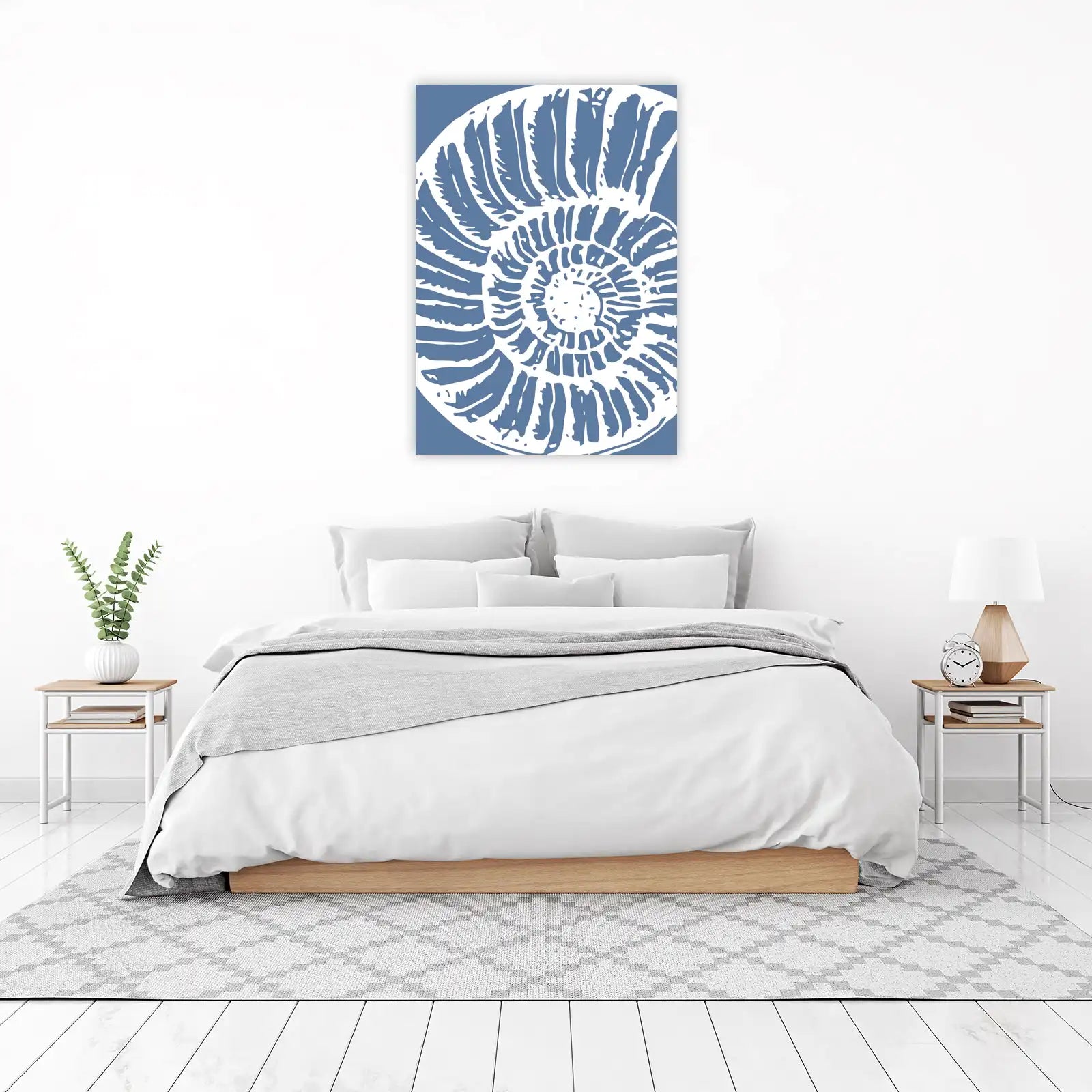 Nautilus Shell Spiral Blue Wall Art