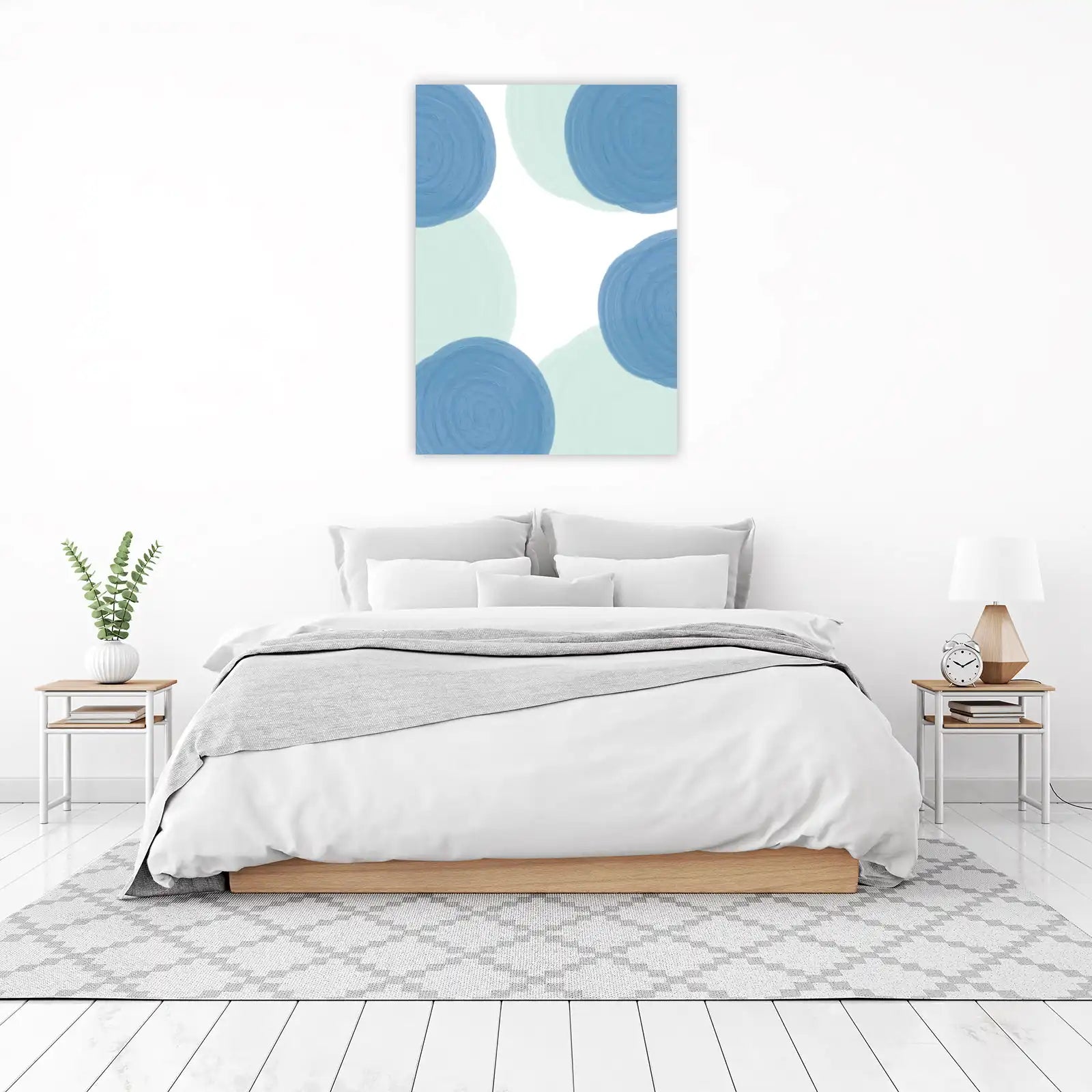 Abstract Blue Circles Modern Wall Art Wall Art