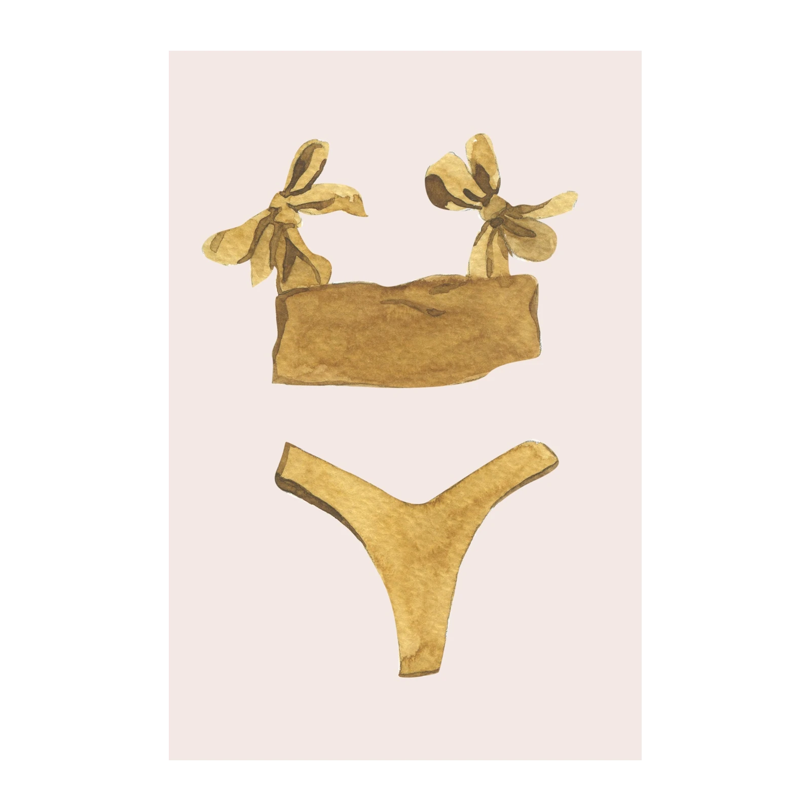 Golden Swimwear Watercolor Wall Art