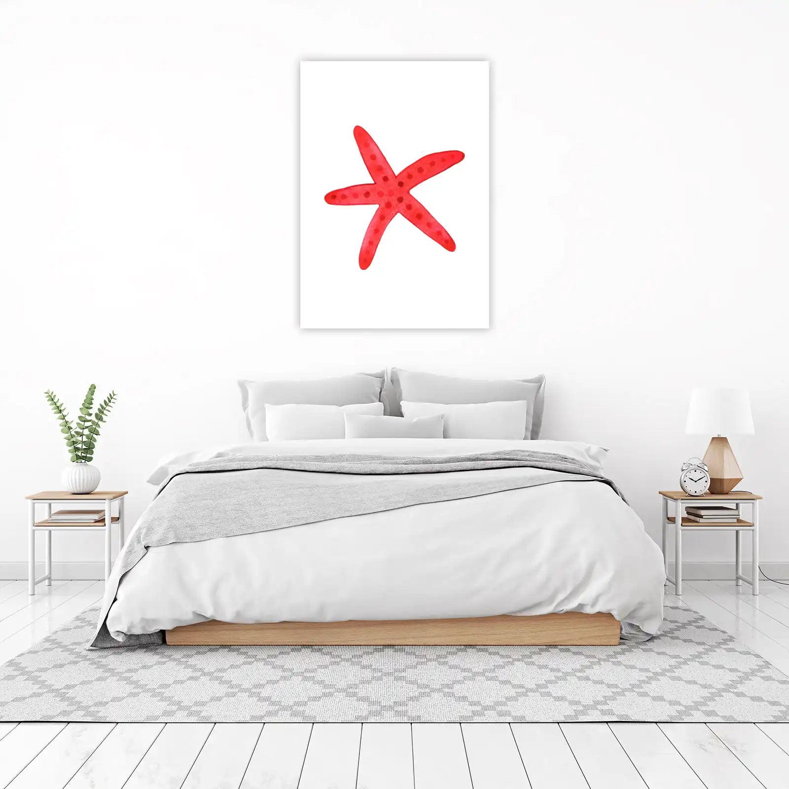 Vibrant Red Starfish Art Wall Art