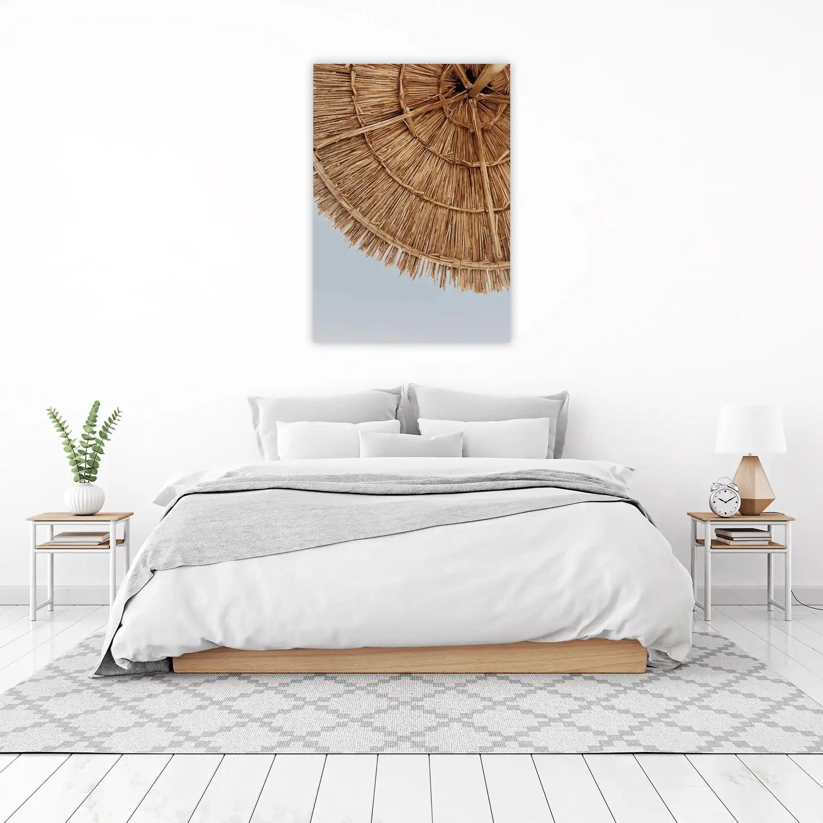 Boho Beach Umbrella Straw Texture Wall Art