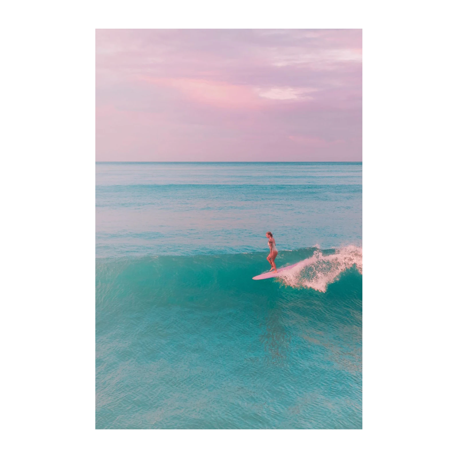 Serene Surfer Girl Pastel Ocean Wall Art