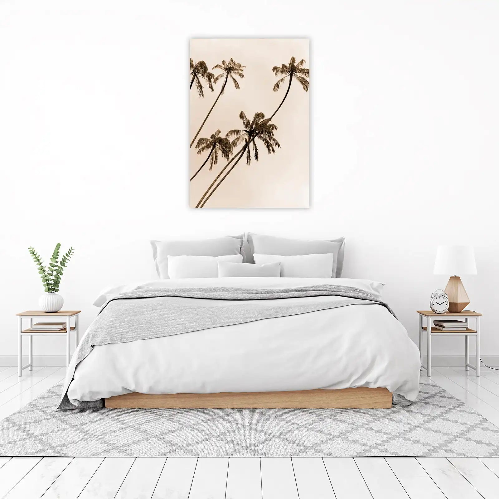 Serene Tropical Palm Trees Sepia Wall Art