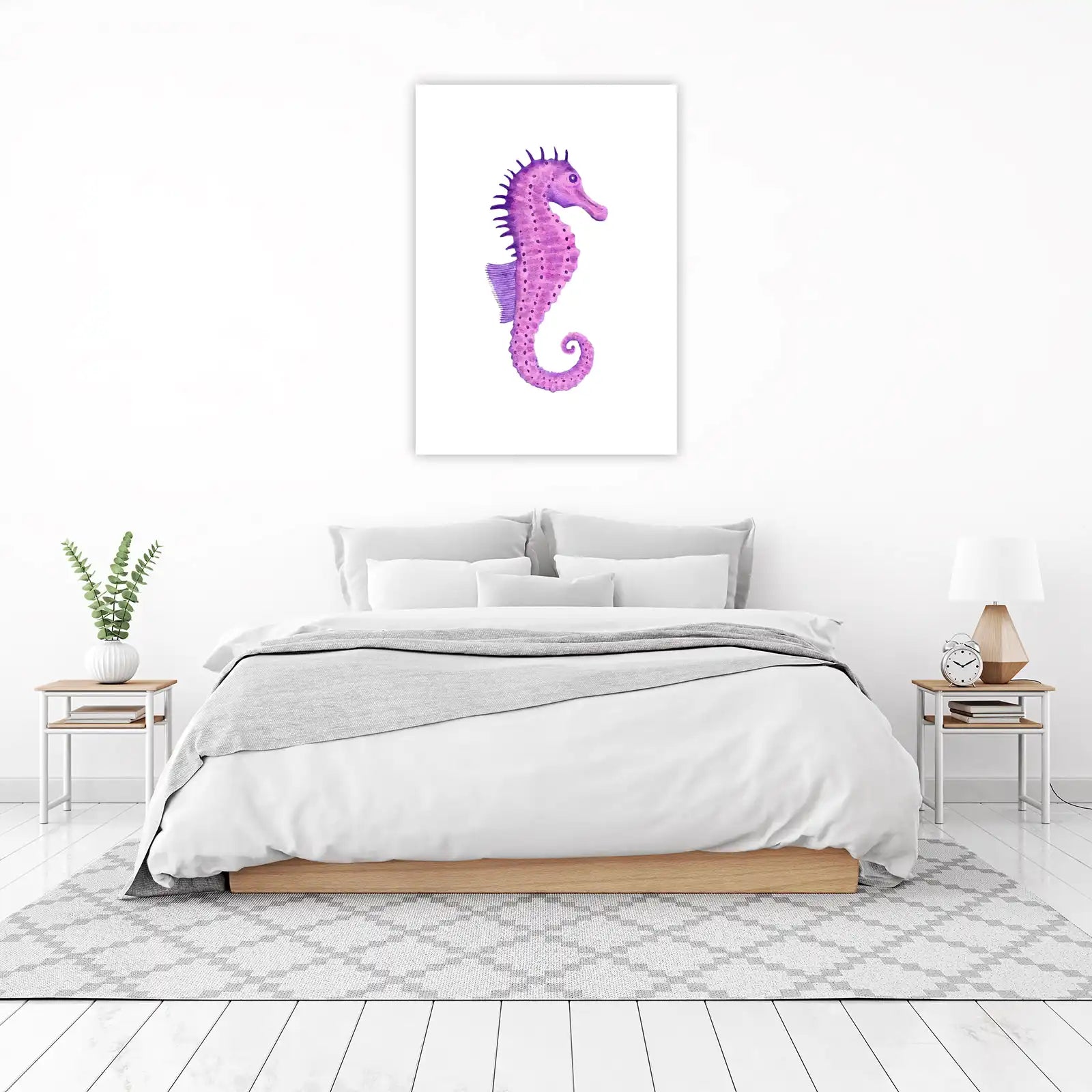Purple Watercolor Seahorse Wall Art