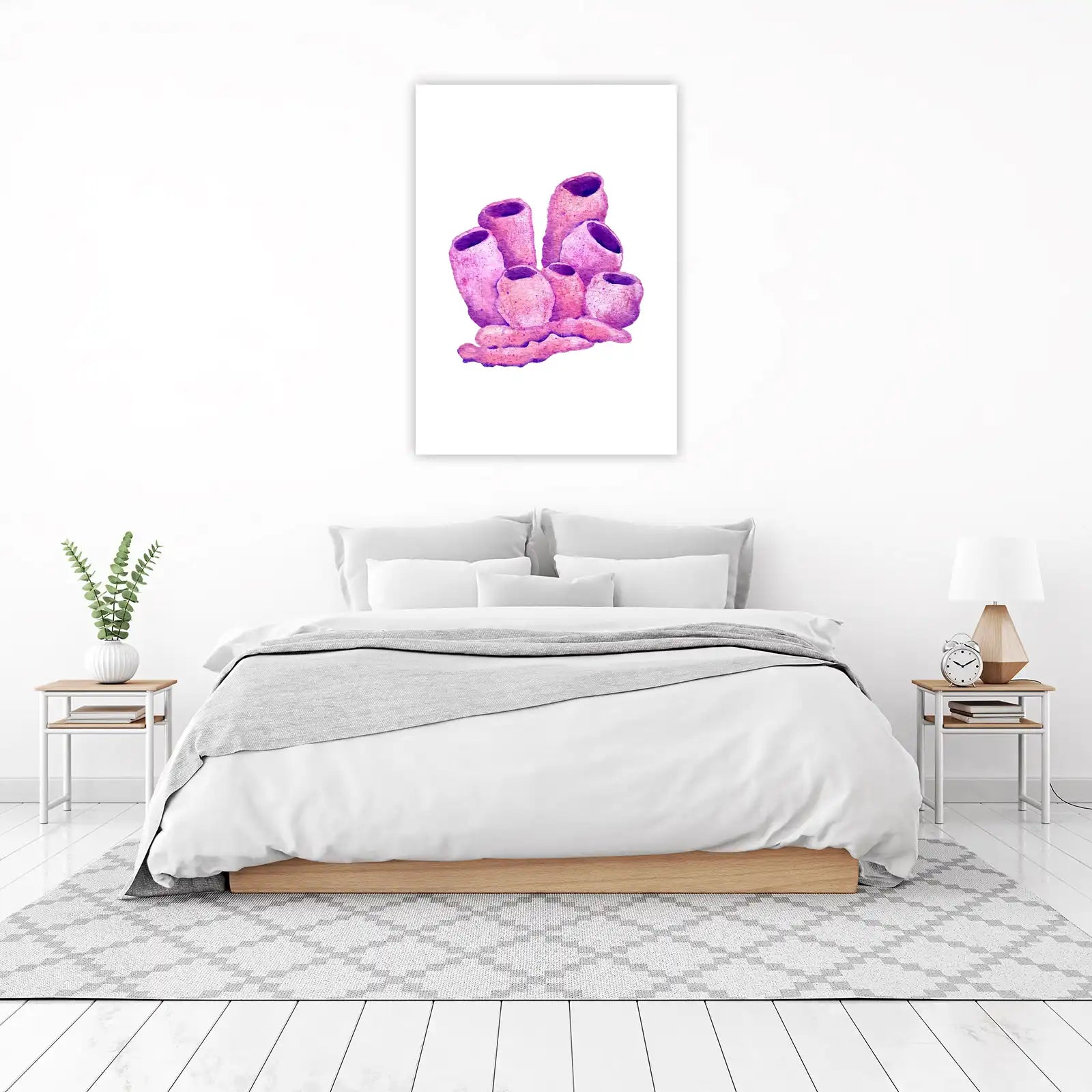 Pink Coral Cluster Watercolor Wall Art