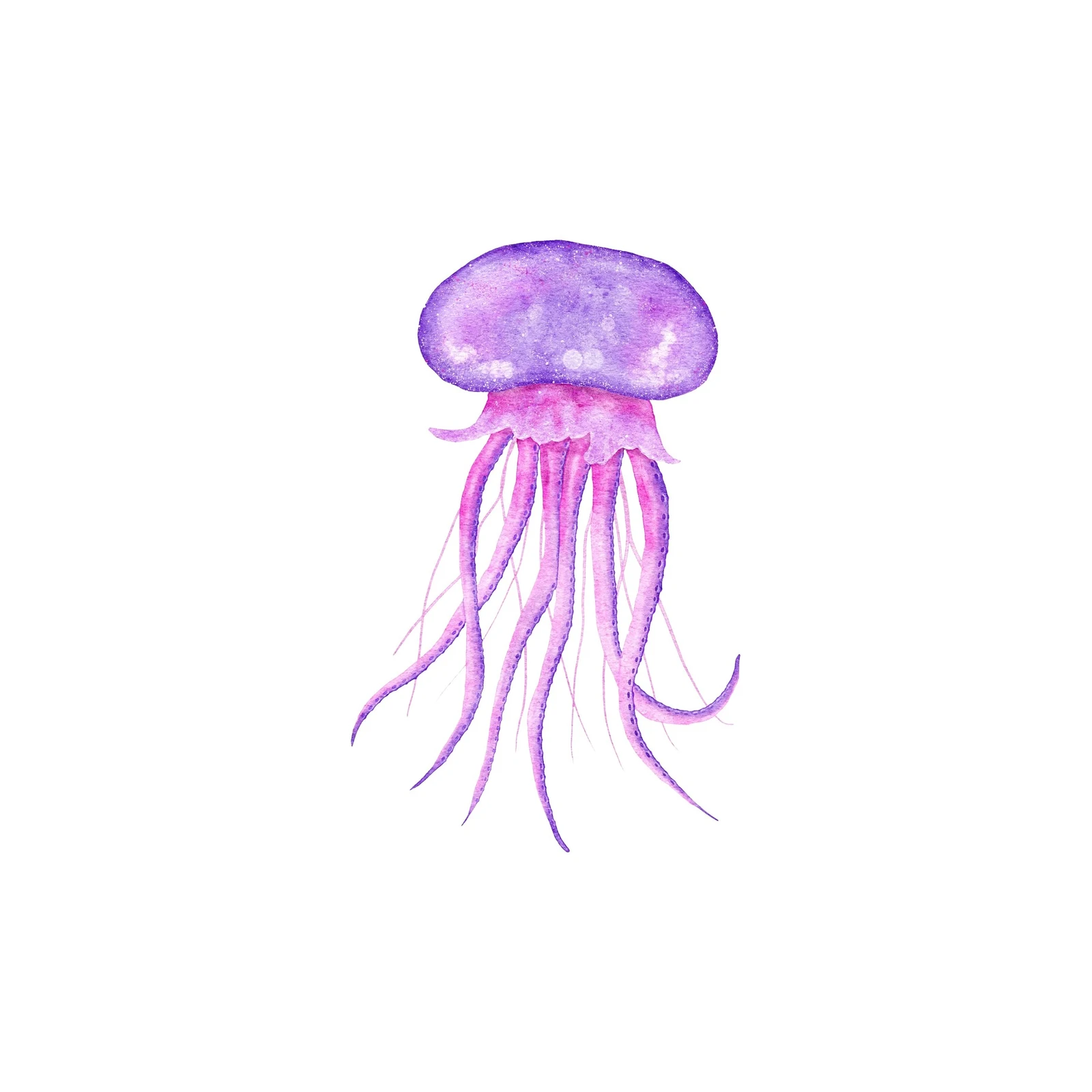 Vibrant Purple Jellyfish Watercolor Wall Art