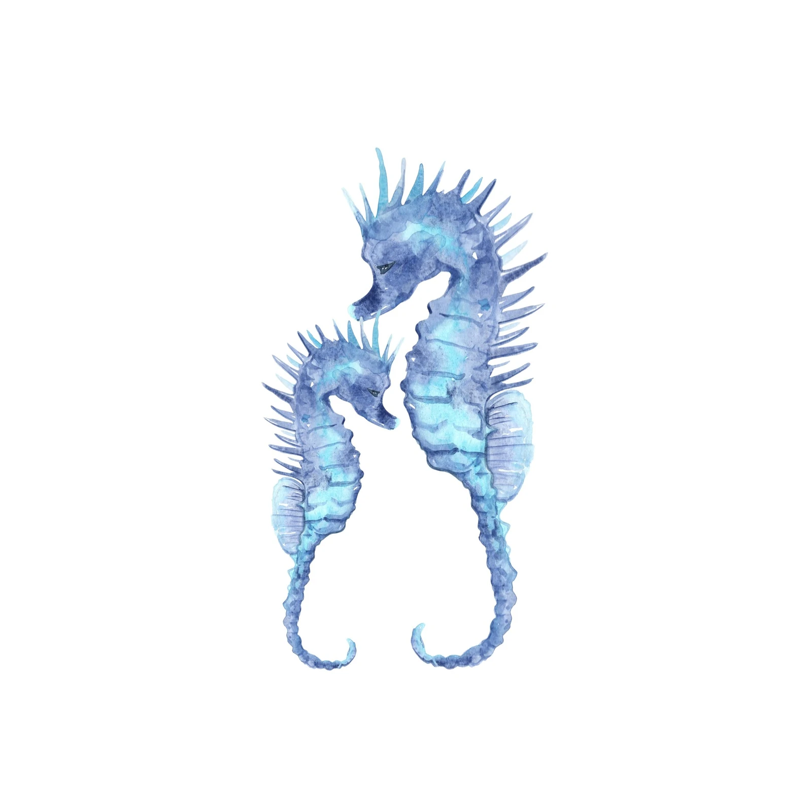 Serene Seahorse Duo Watercolor Wall Art