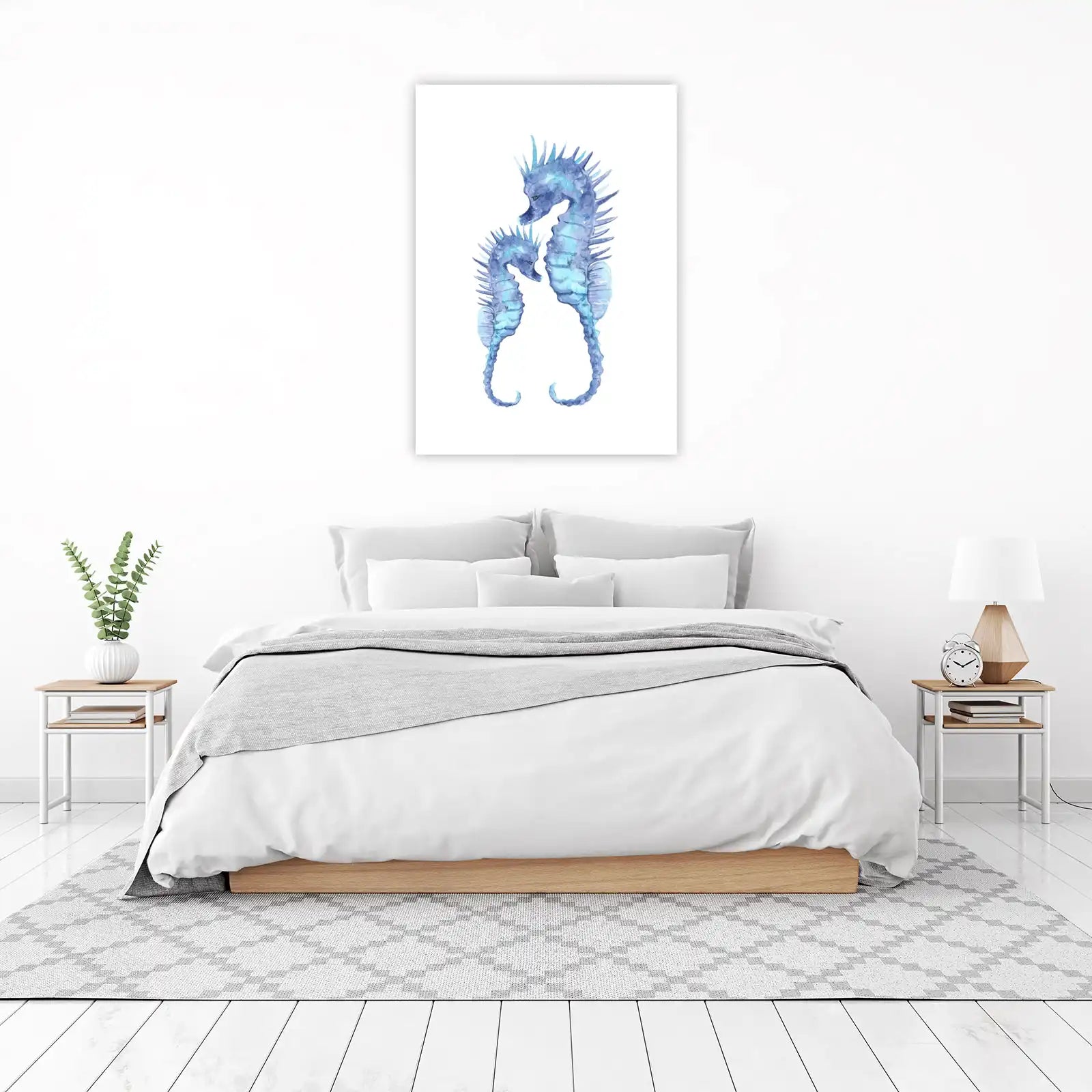 Serene Seahorse Duo Watercolor Wall Art