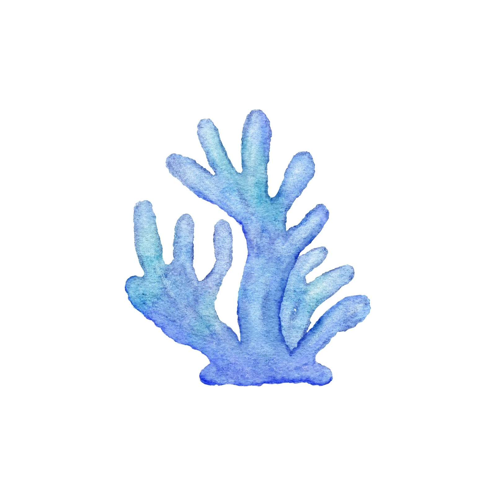 Serene Blue Coral Watercolor Wall Art
