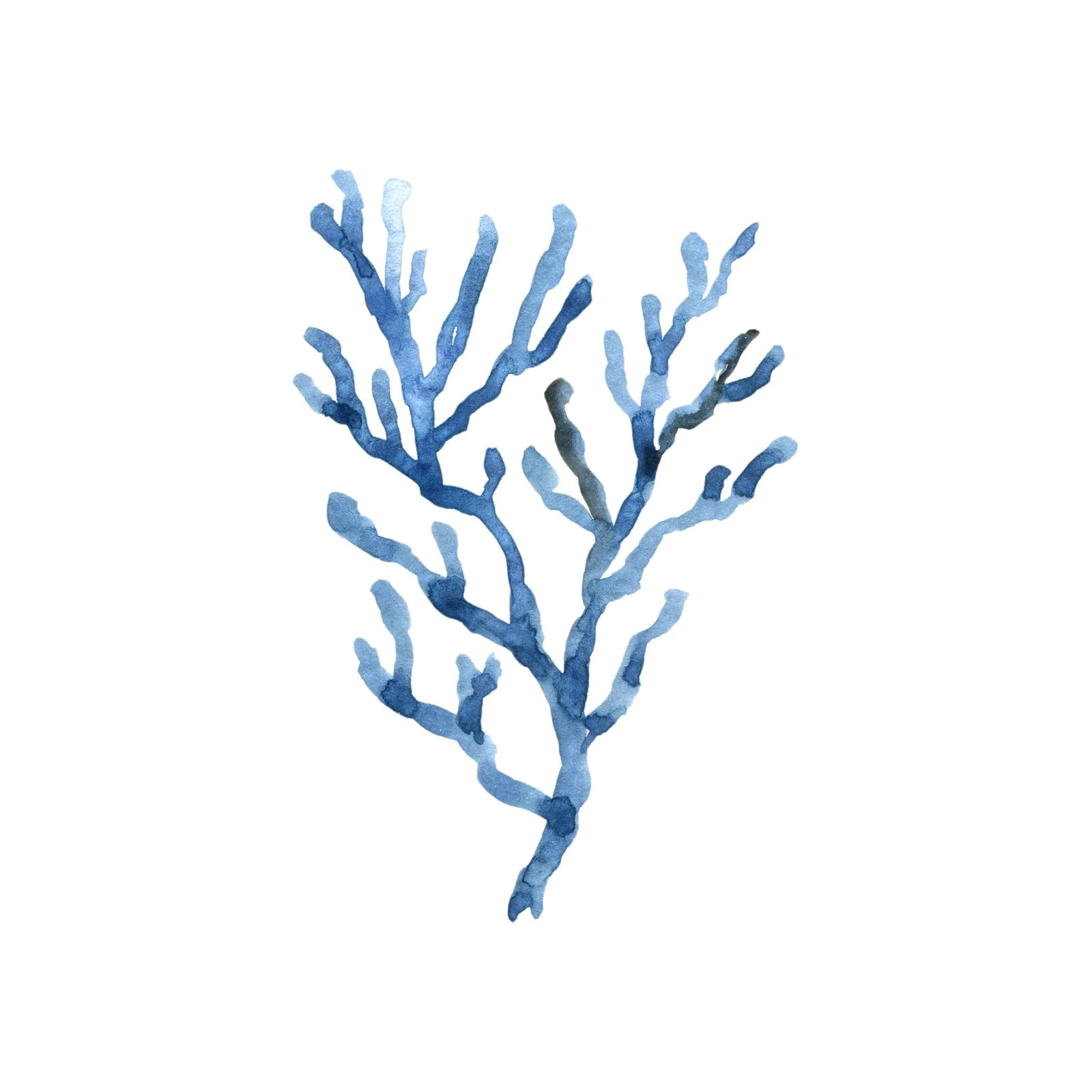 Serene Blue Coral Watercolor Wall Art
