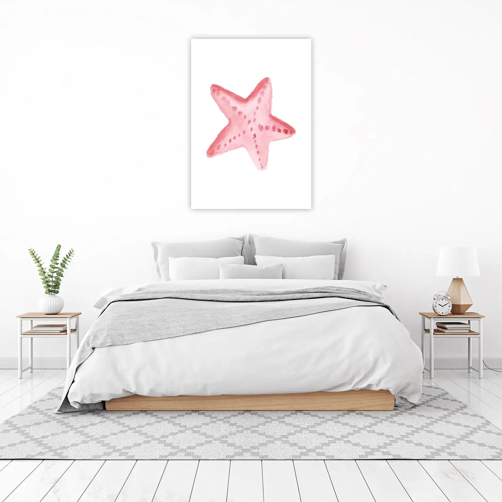 Charming Pink Starfish Watercolor Wall Art