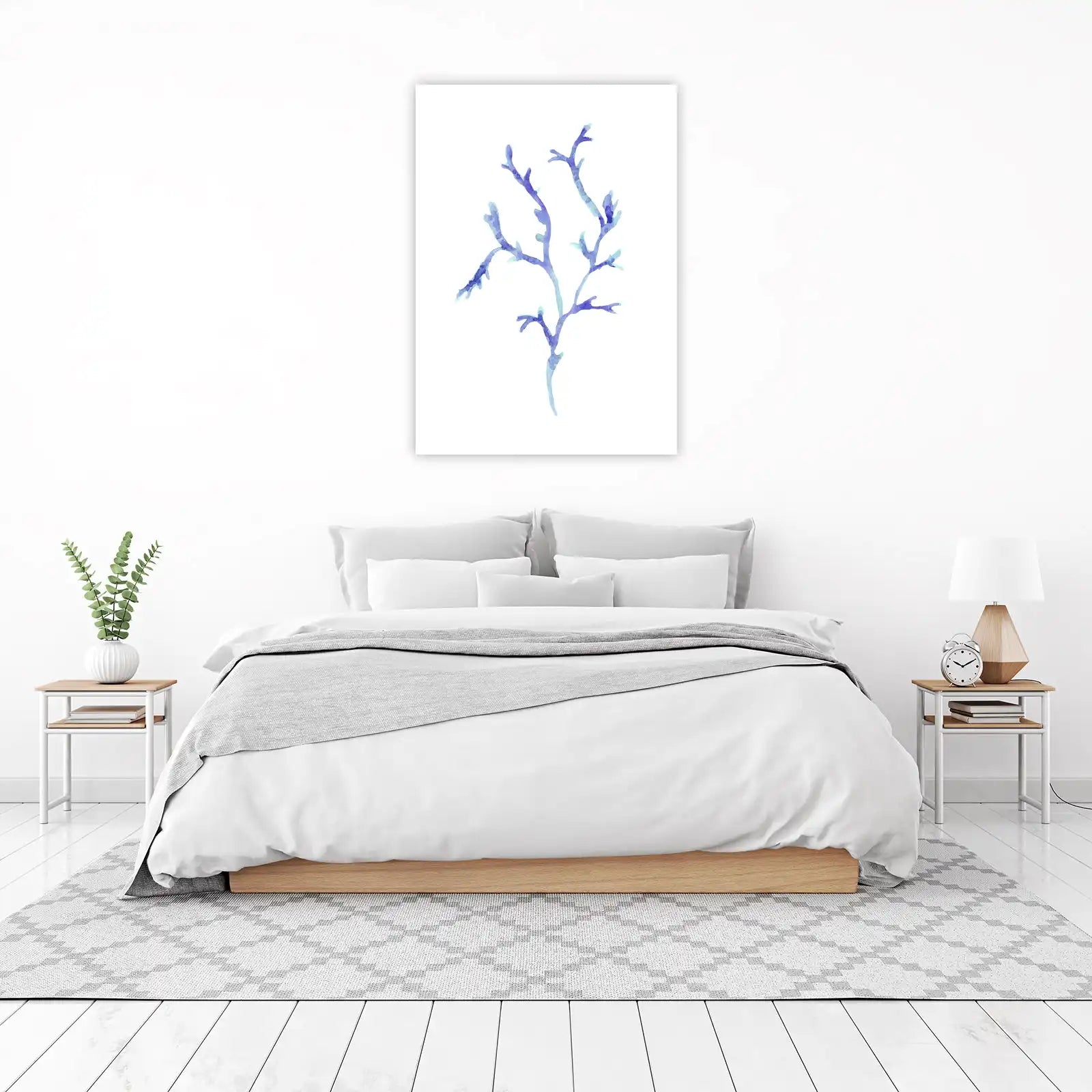 Serene Blue Coral Watercolor Wall Art