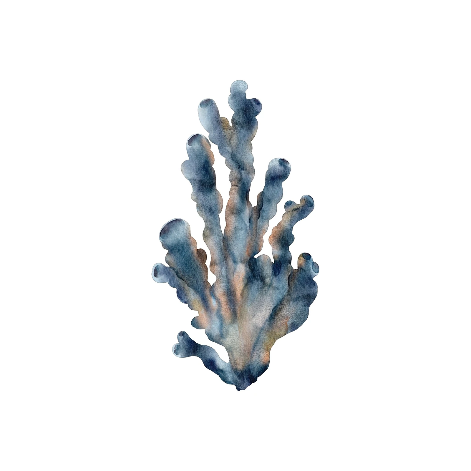 Abstract Blue Coral Watercolor Wall Art