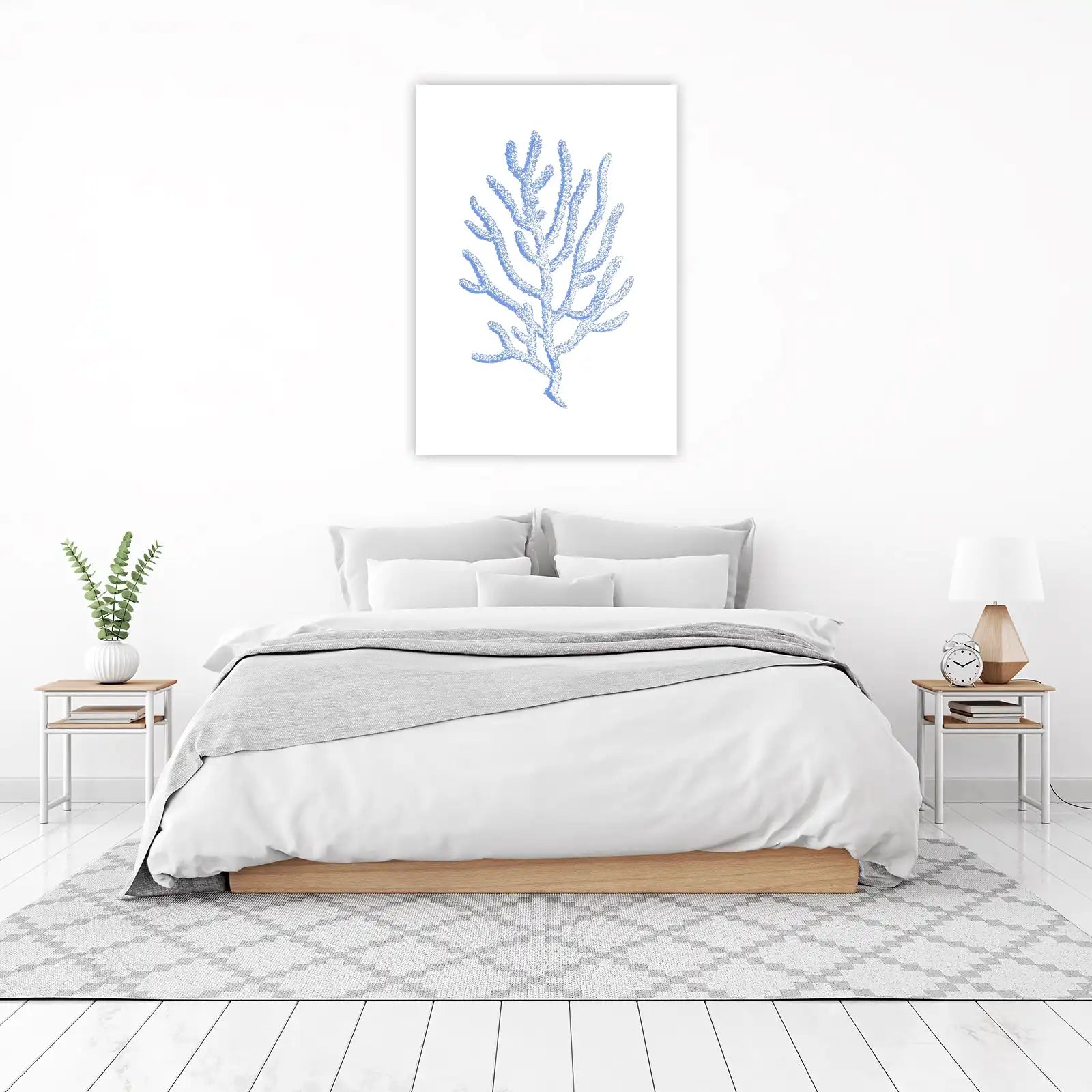 Serene Blue Coral Branch Wall Art