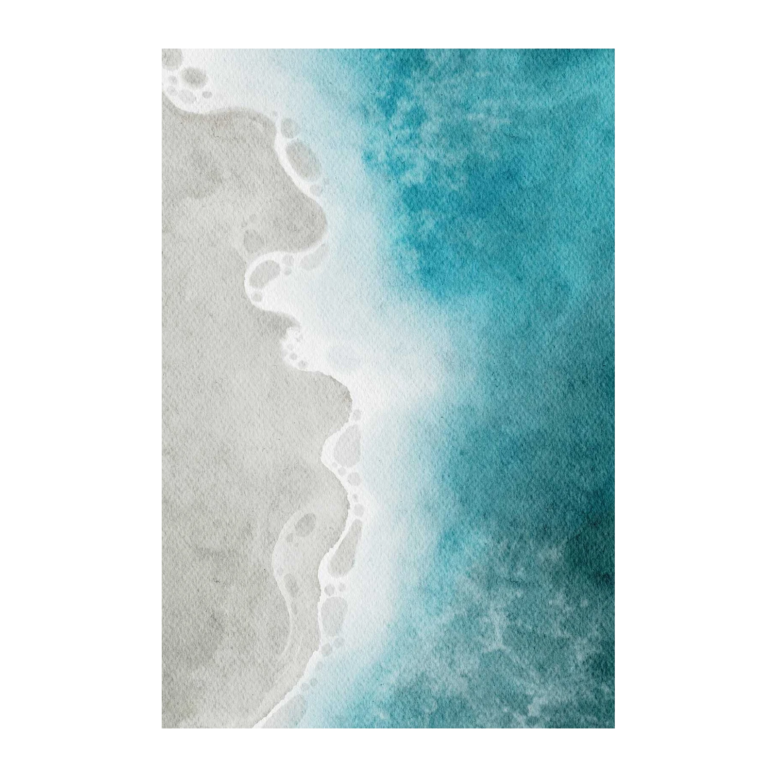 Serene Ocean Waves Beach Watercolor Wall Art