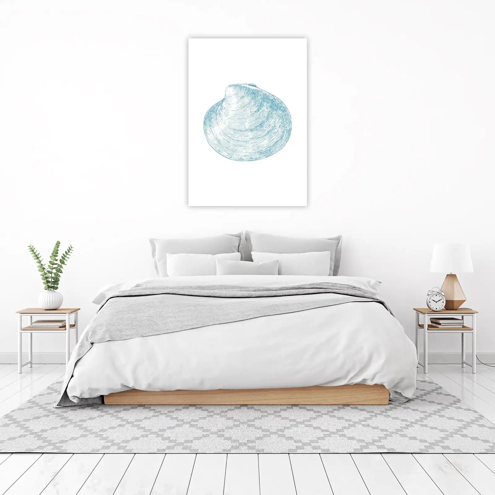 Coastal Clam Sketch Wall Art - Serene Beach Art