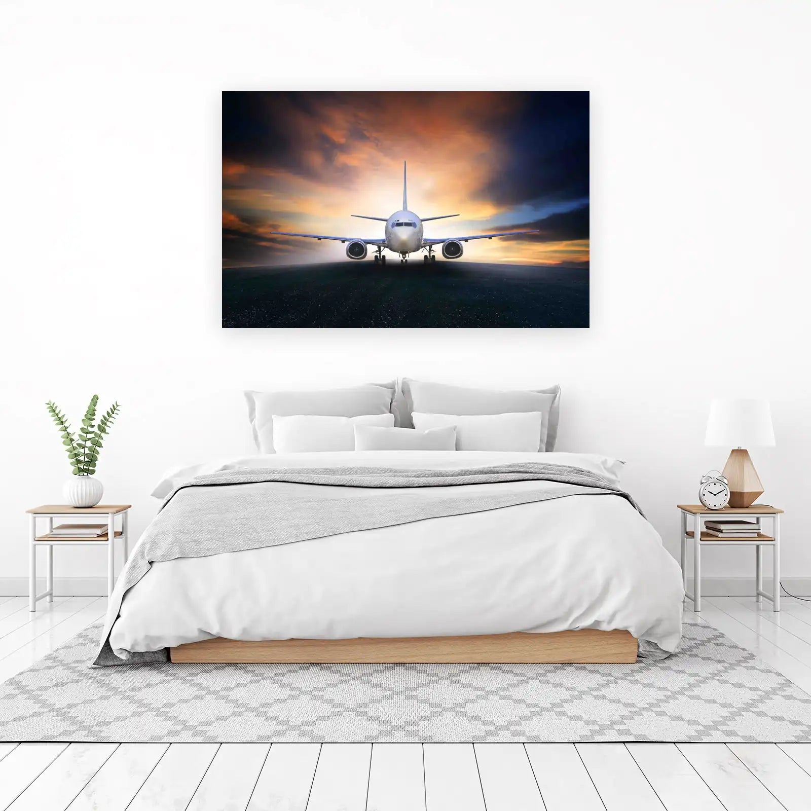Majestic Airplane Sunset Wall Art