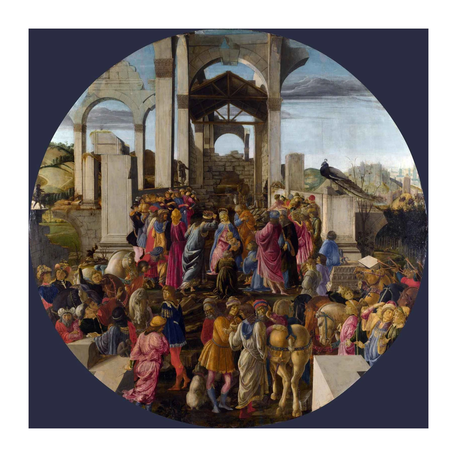 Renaissance Procession with Peacock Wall Art
