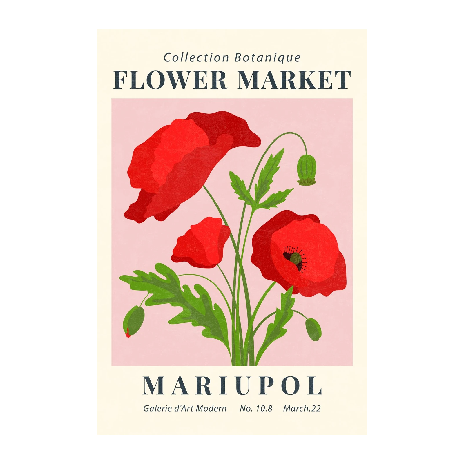 Red Poppy Flower Market Wall Art