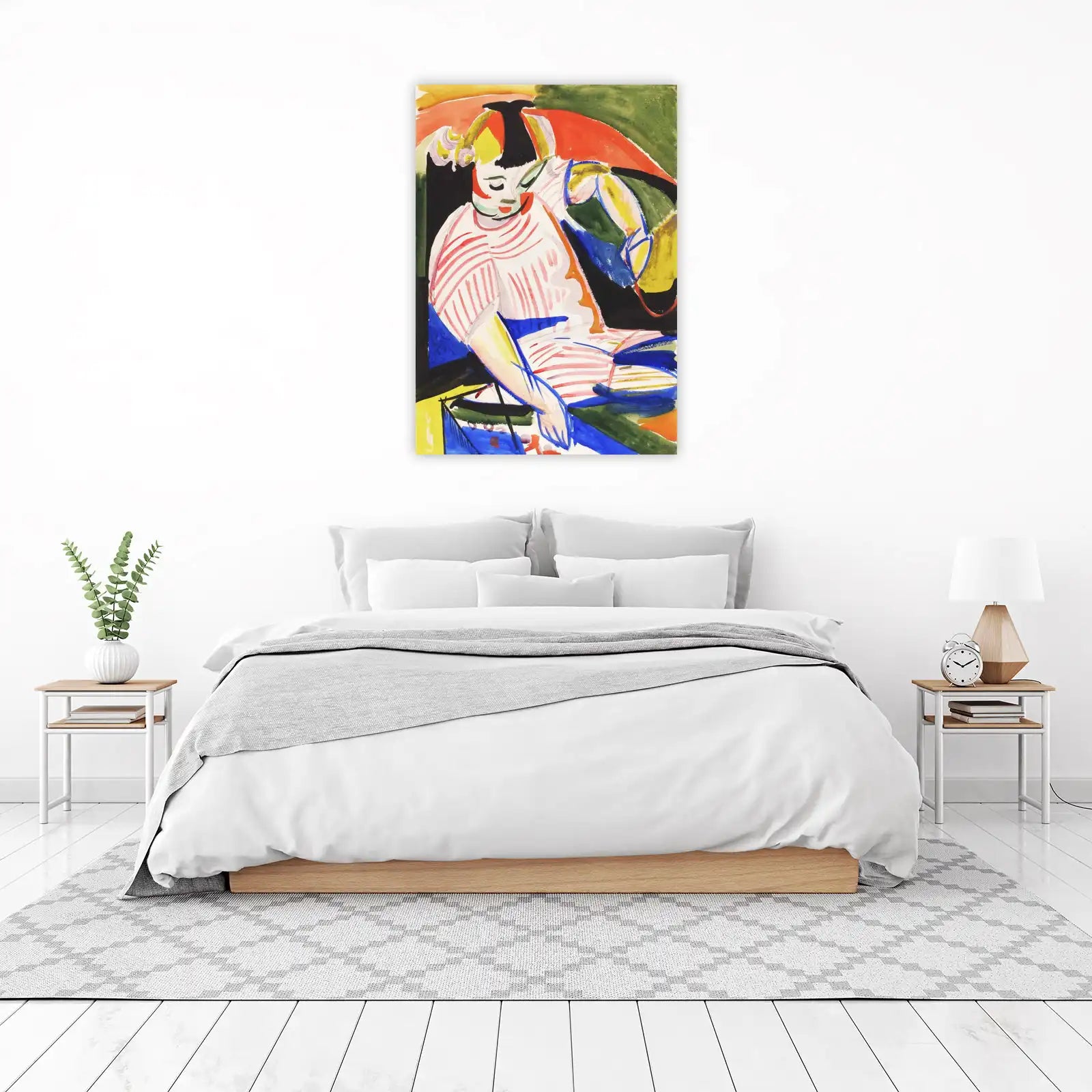 Vibrant Abstract Portrait Red Stripe Wall Art