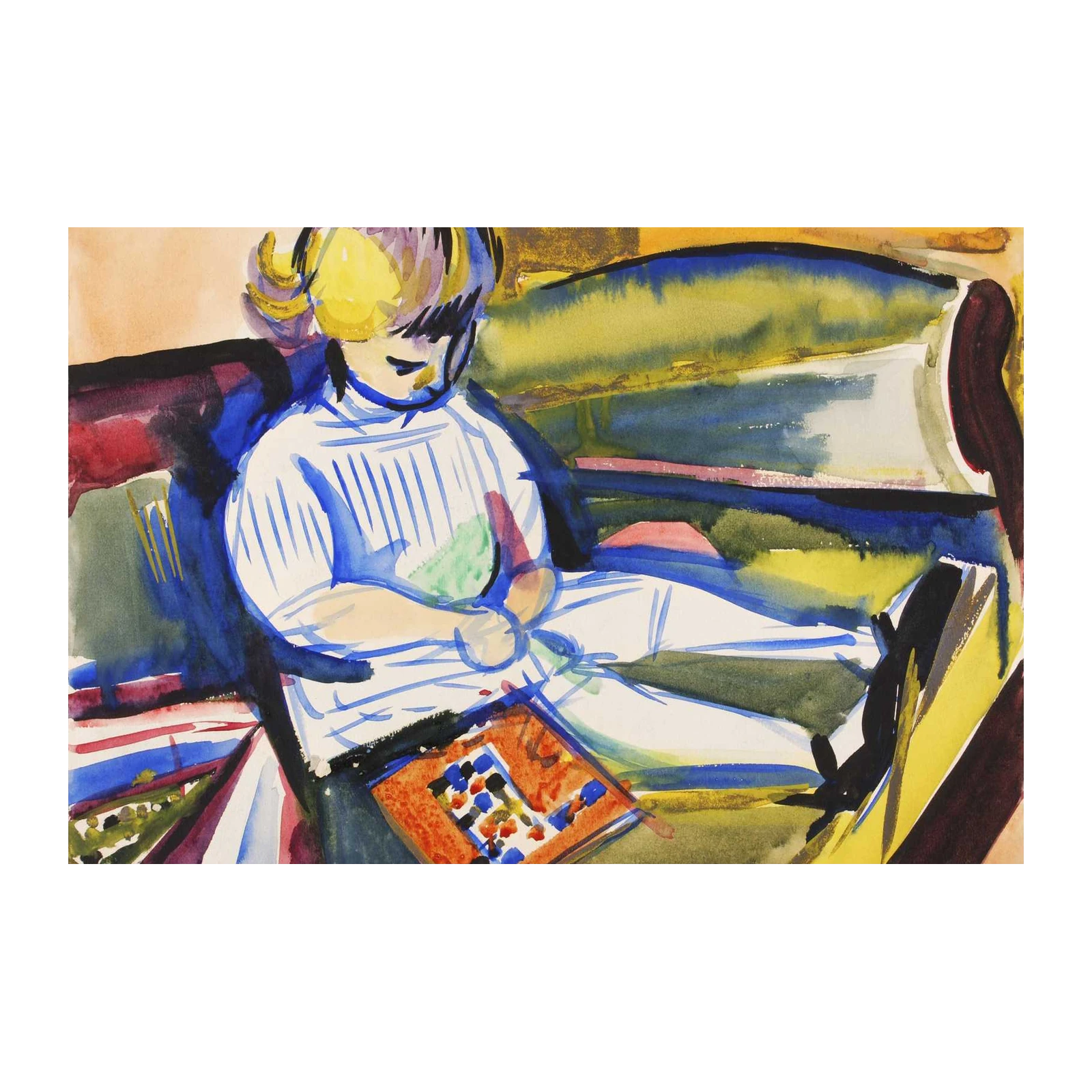 Child Reading Colorful Abstract Wall Art