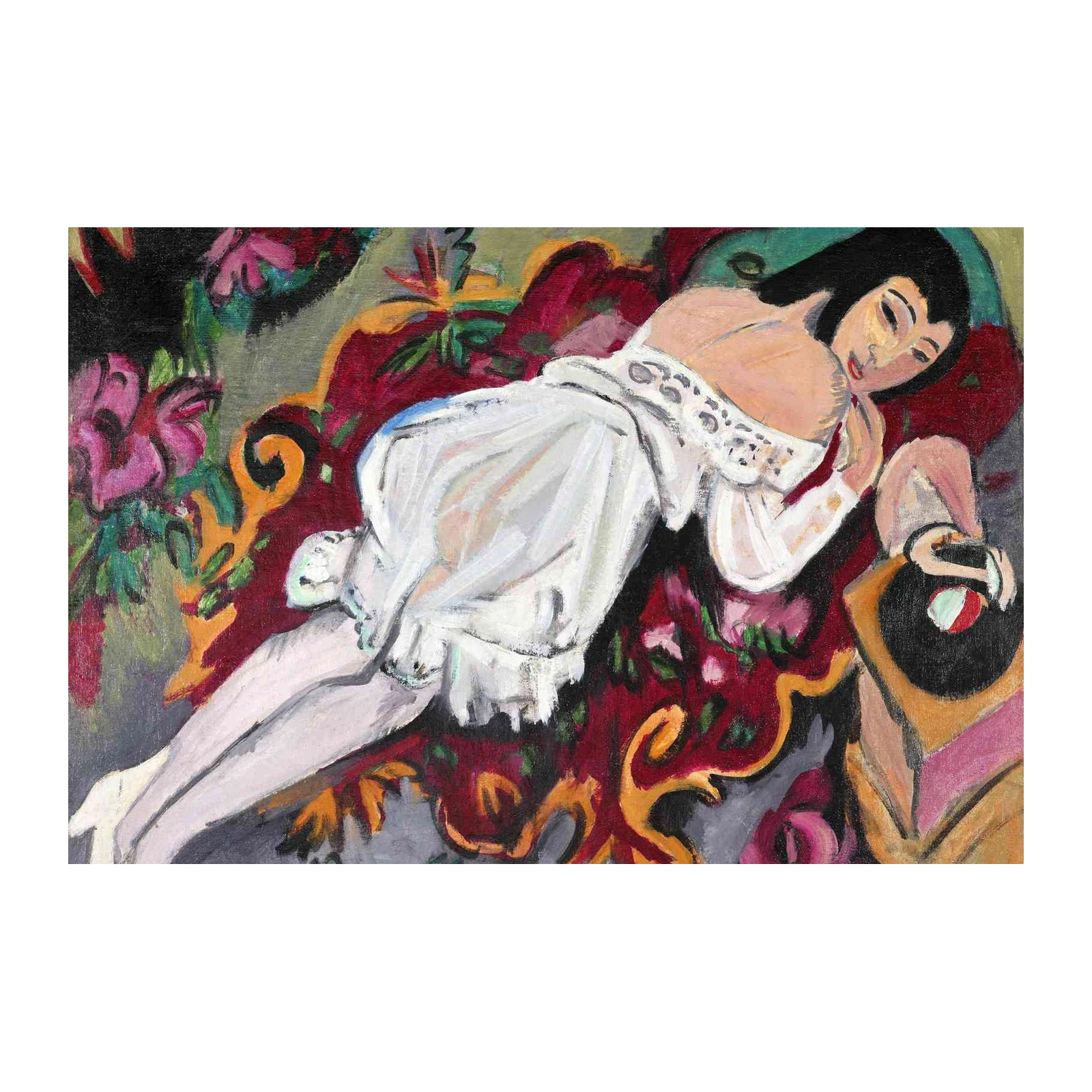 Serene Reclining Woman Fauvist Wall Art