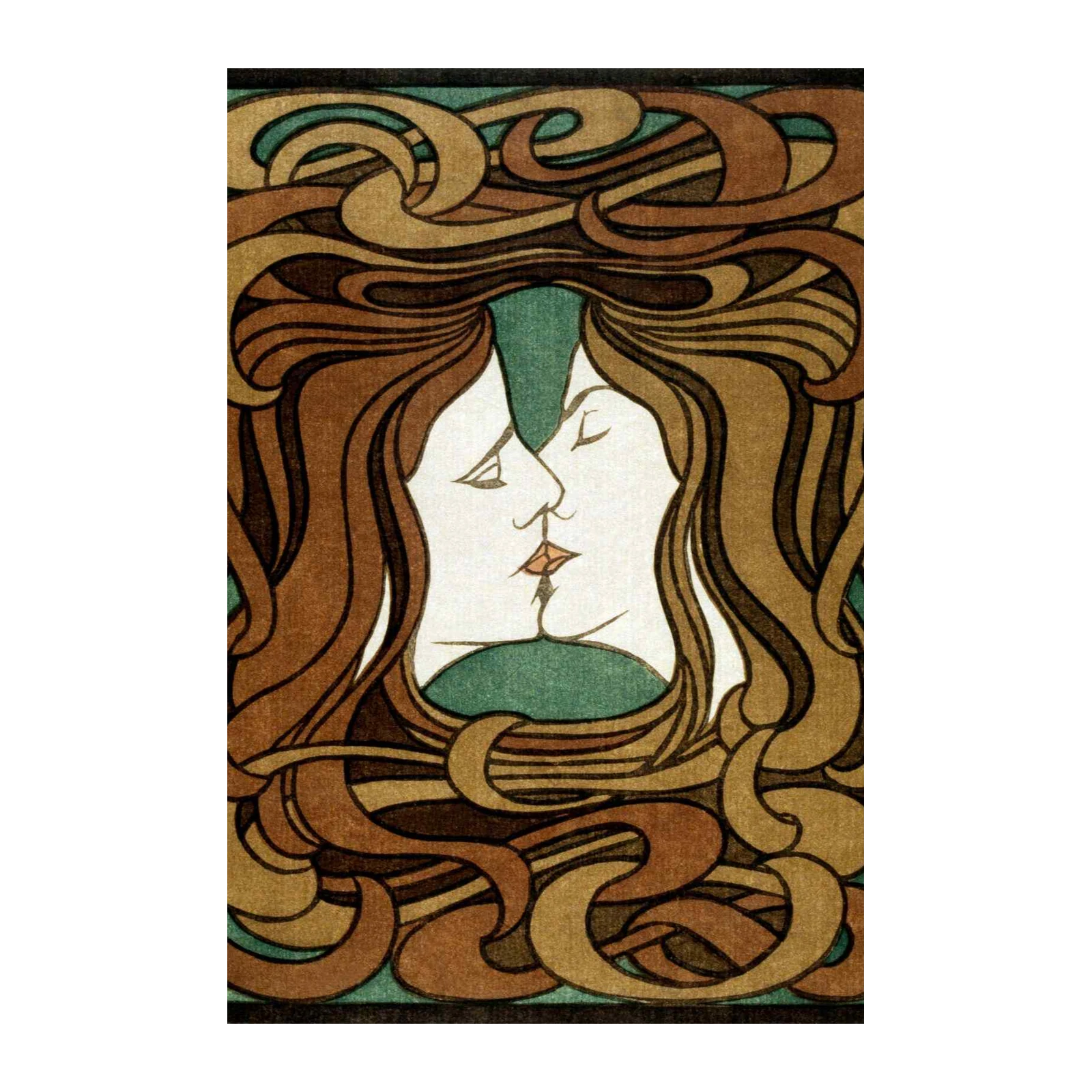 Art Nouveau Lovers Kiss Wall Art