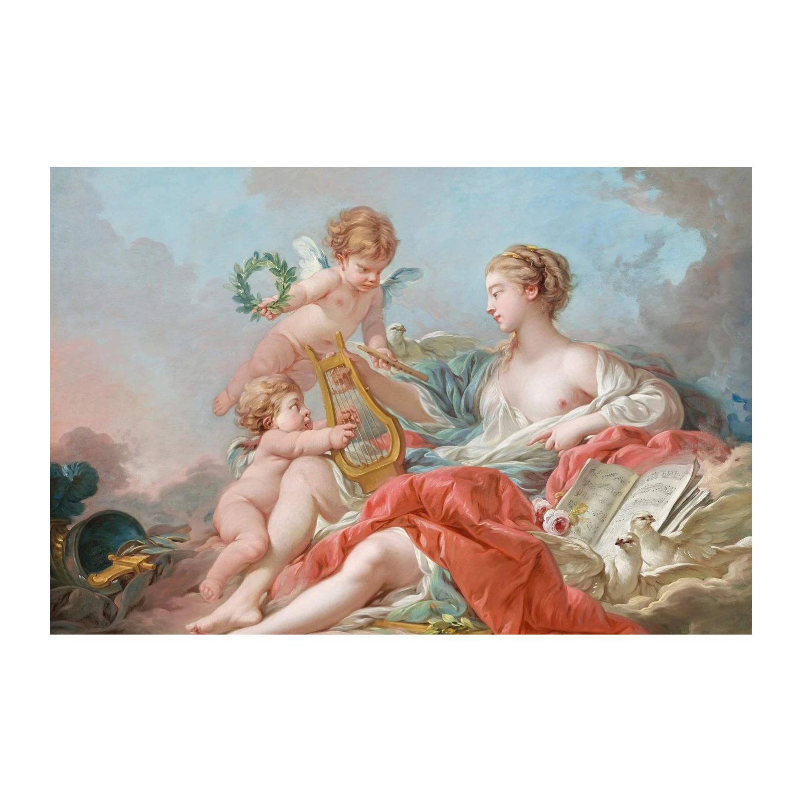 Cherubs with Lyre Rococo Wall Art