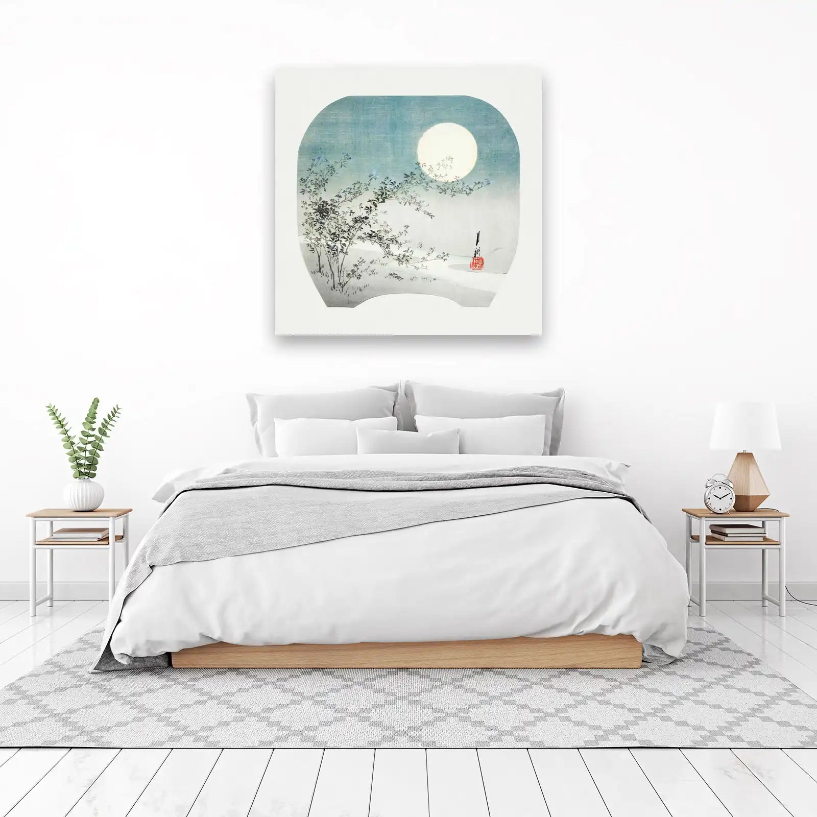 Serene Moonlit Blossom Japanese Wall Art Wall Art