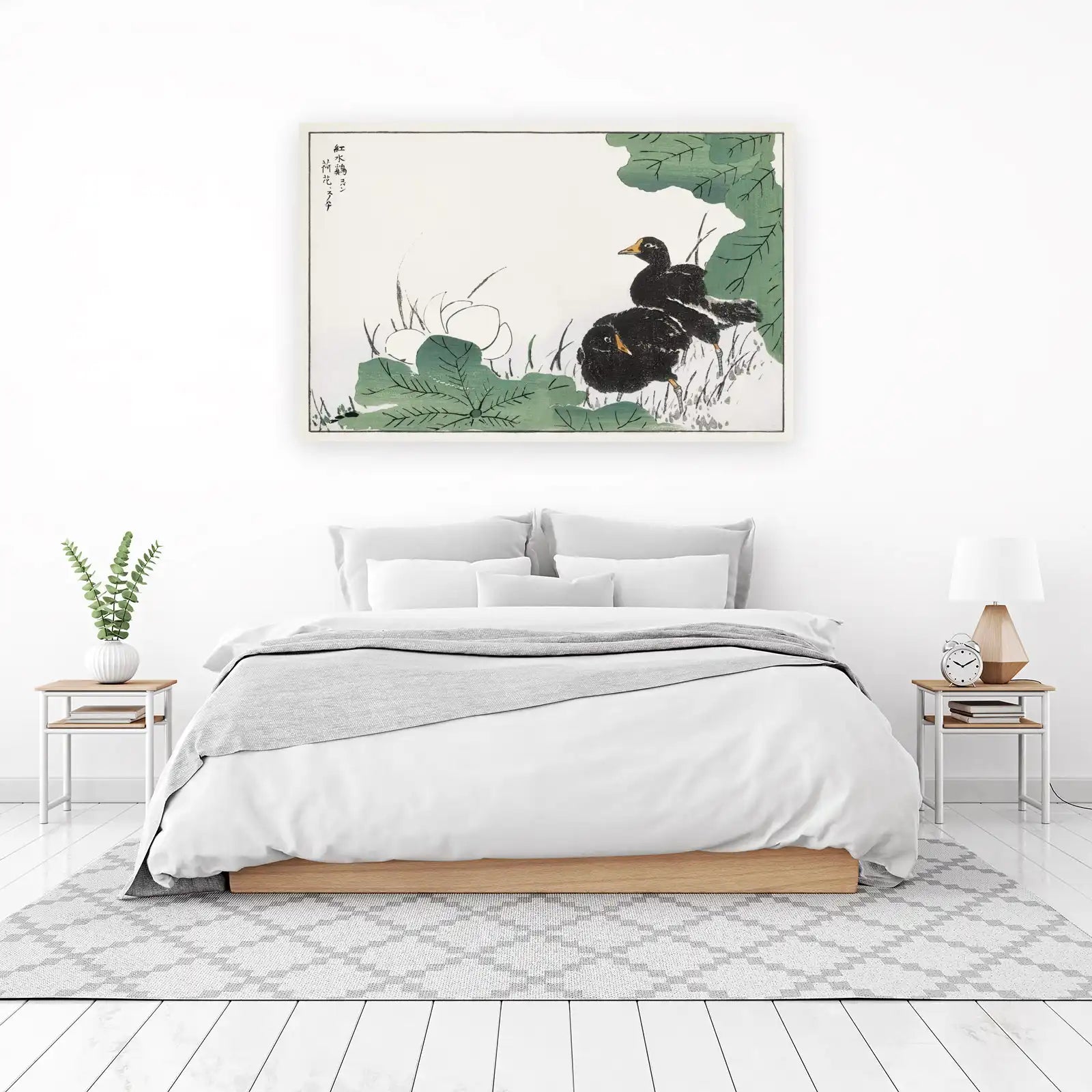 Two Chicks By Lotus Pond Wall Art
