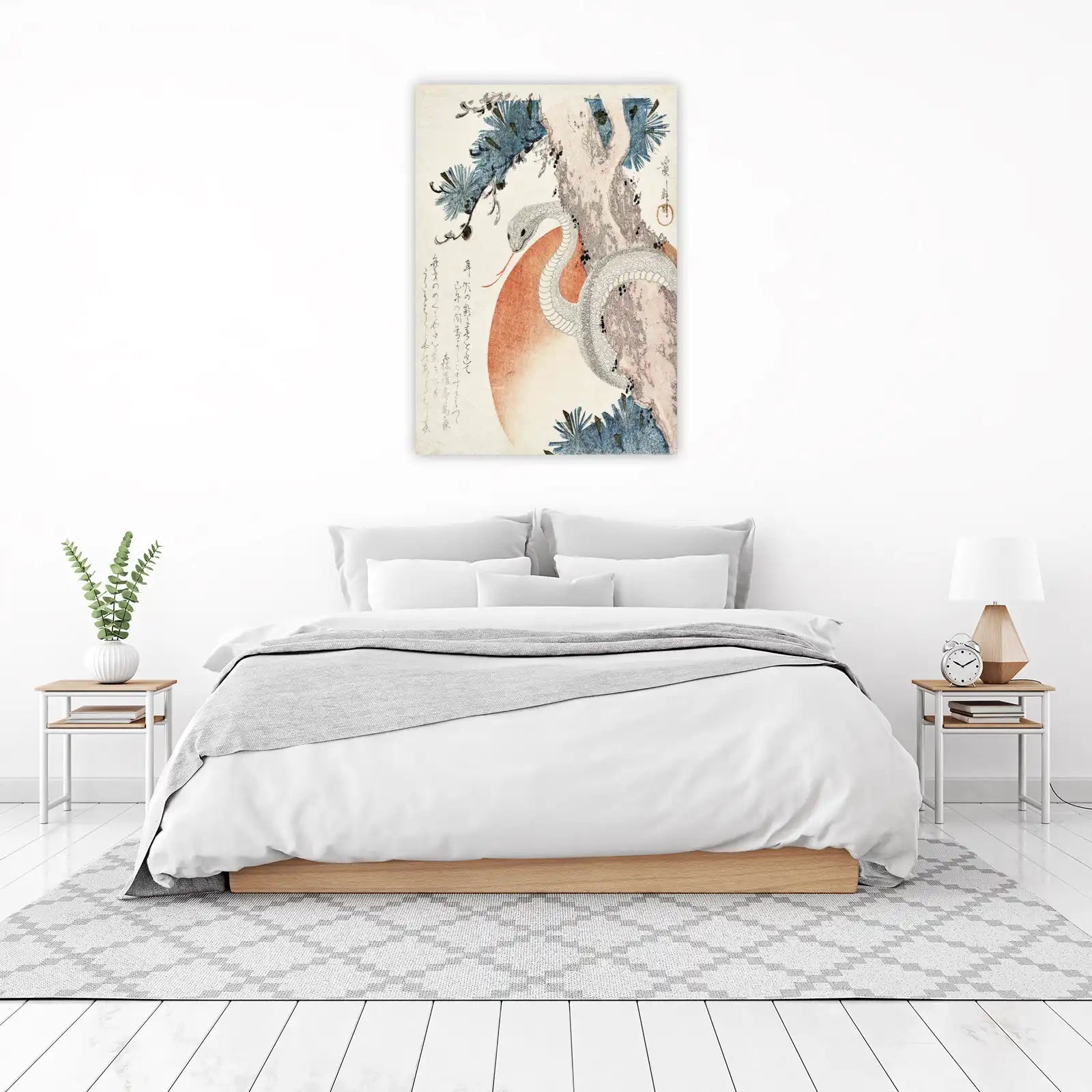 Serene Snake & Pine Tree Japanese Art Wall Art