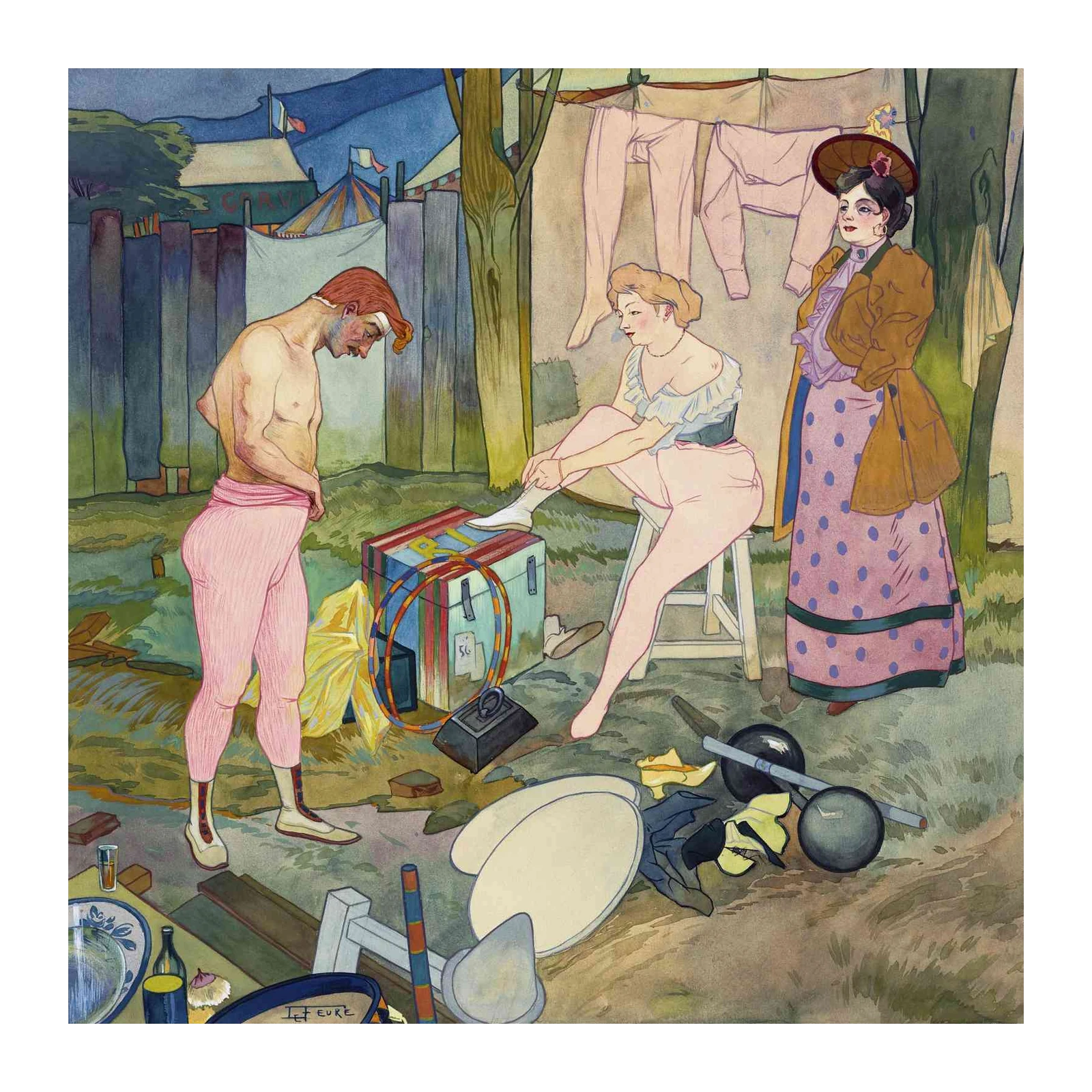 Circus Backstage Art Nouveau Wall Art