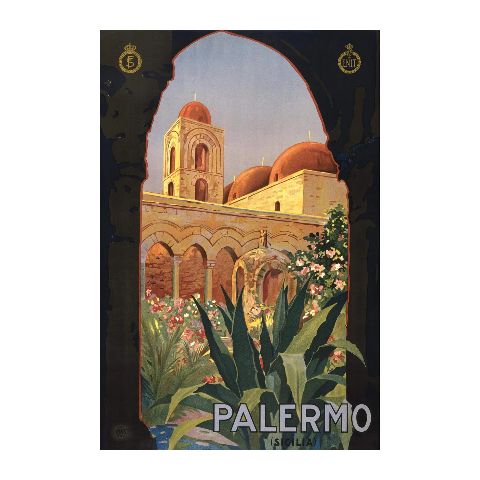 Palermo Sicily Vintage Travel Poster Wall Art