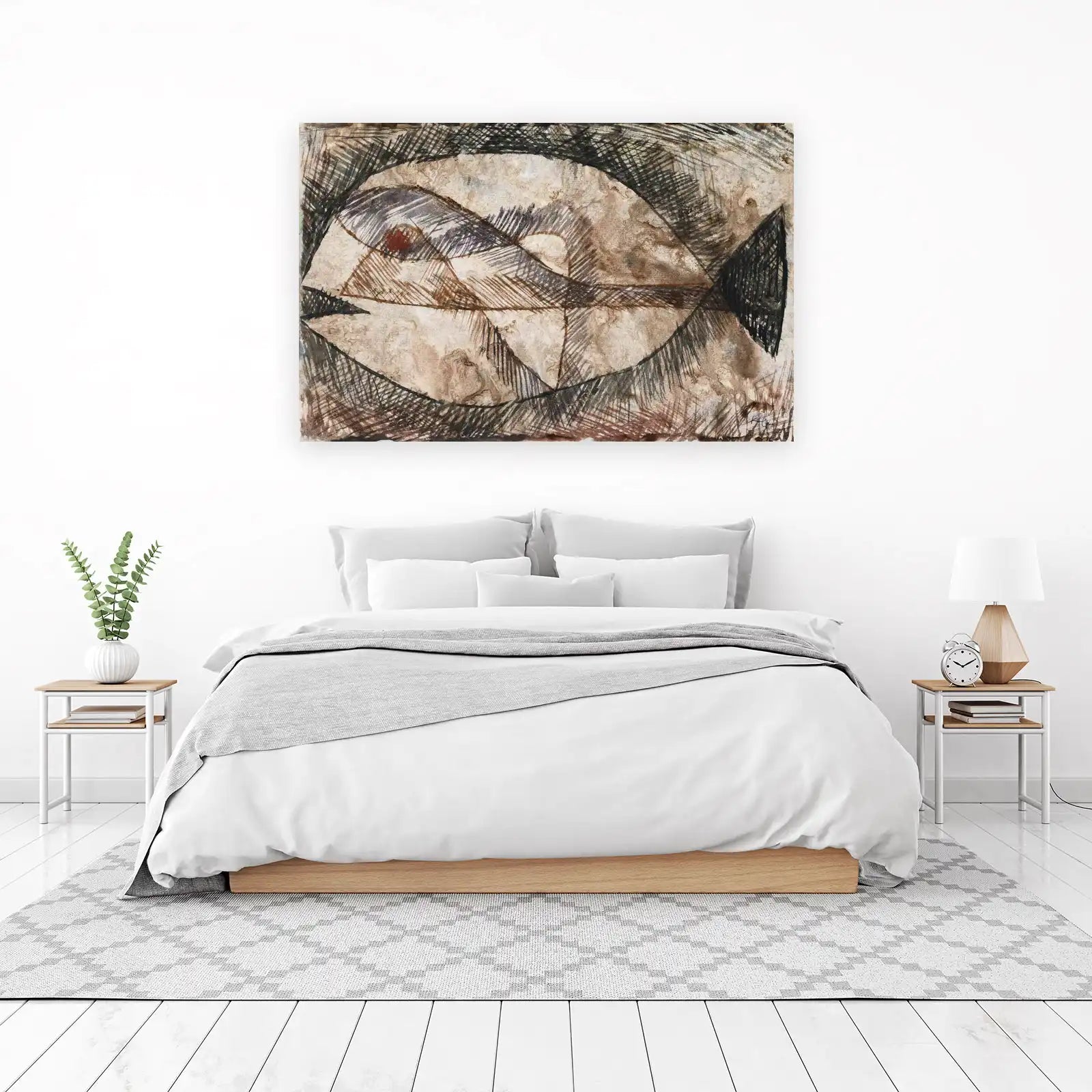 Abstract Fish Geometric Mixed Media Wall Art