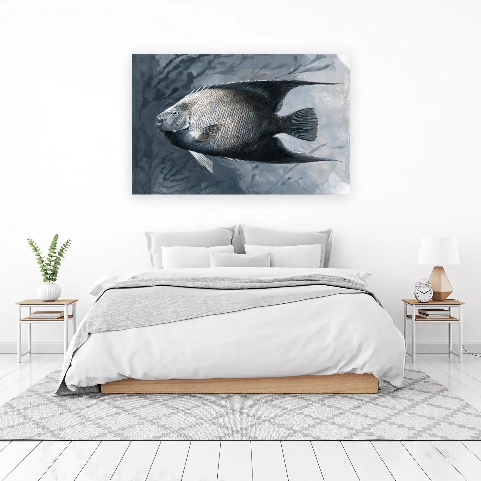 Monochromatic Angelfish in Serene Waters Wall Art