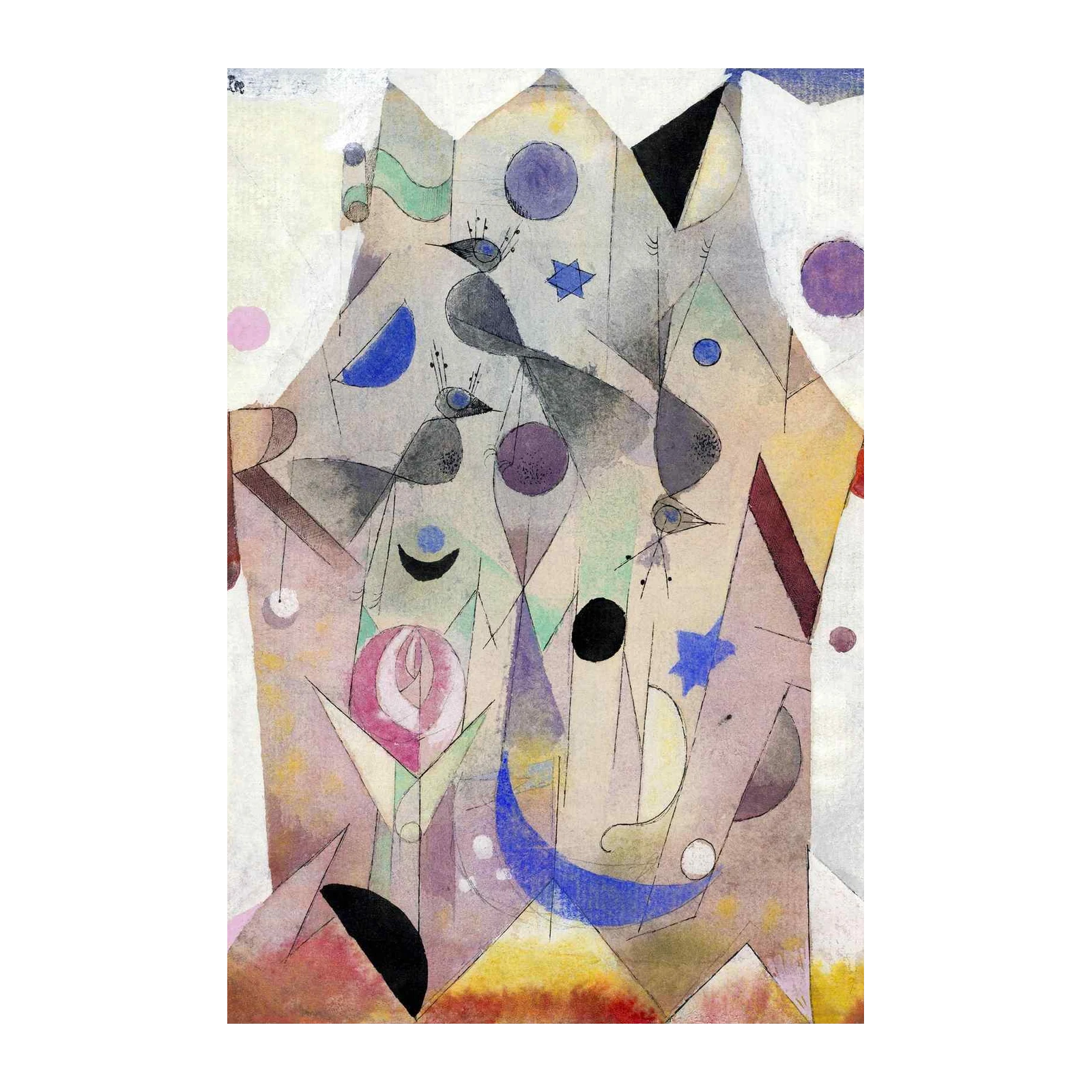 Whimsical Bird & Star Abstract Wall Art