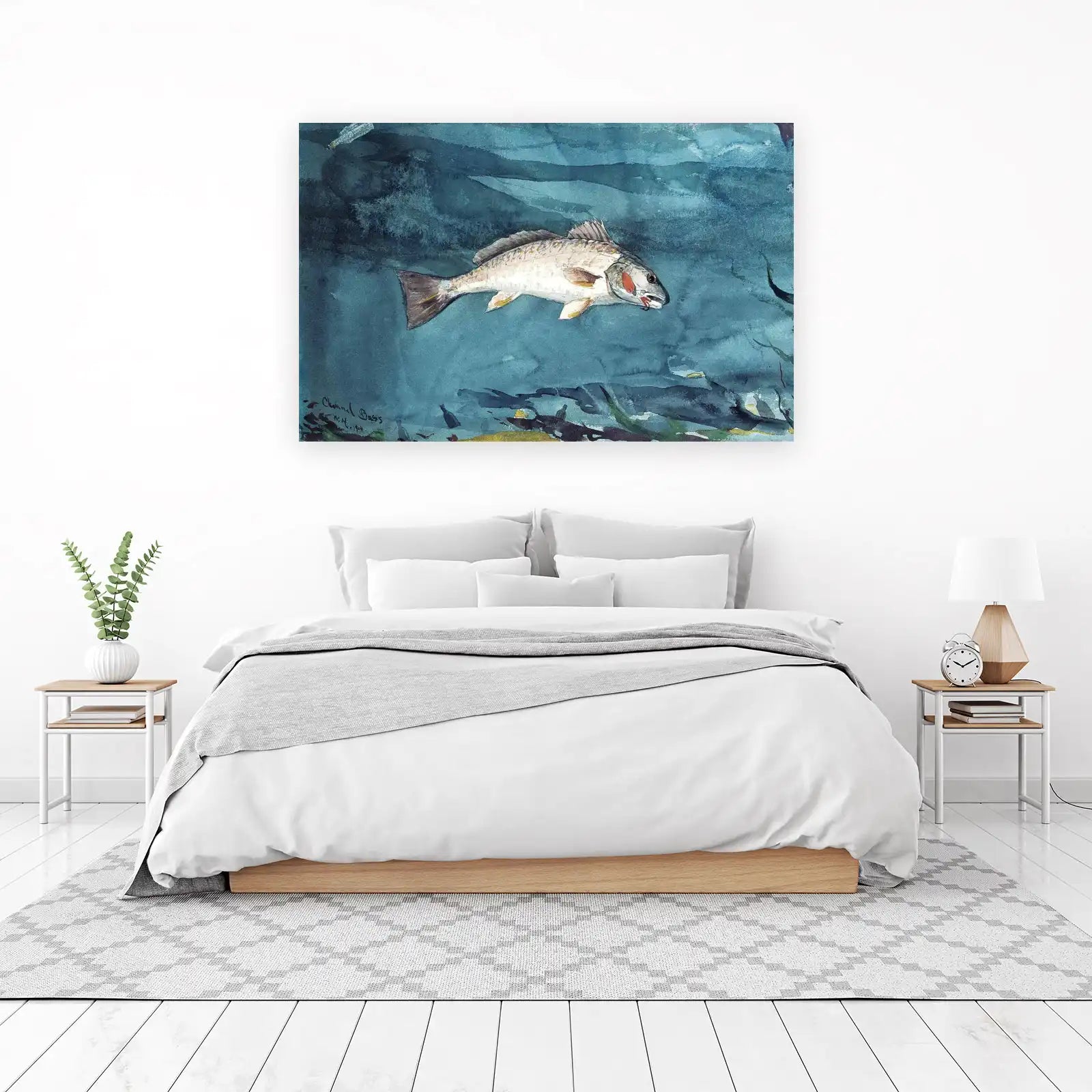 Channel Bass Underwater Watercolor Wall Art