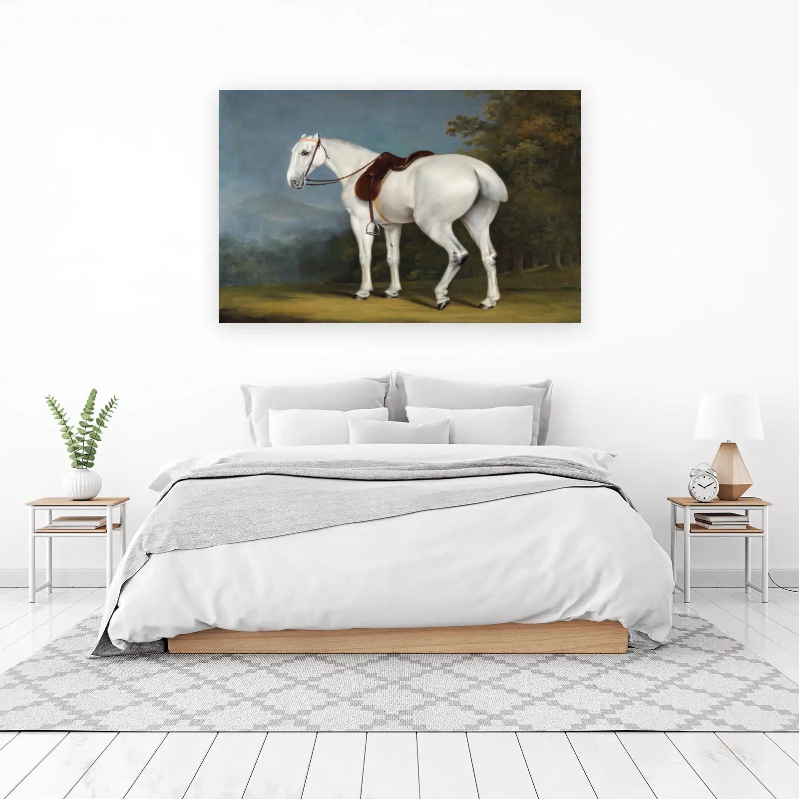 Elegant White Stallion Horse Portrait Wall Art
