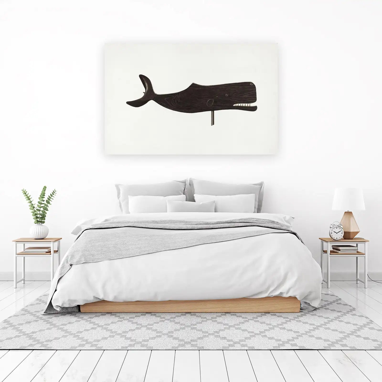 Vintage Wooden Whale Art Wall Art