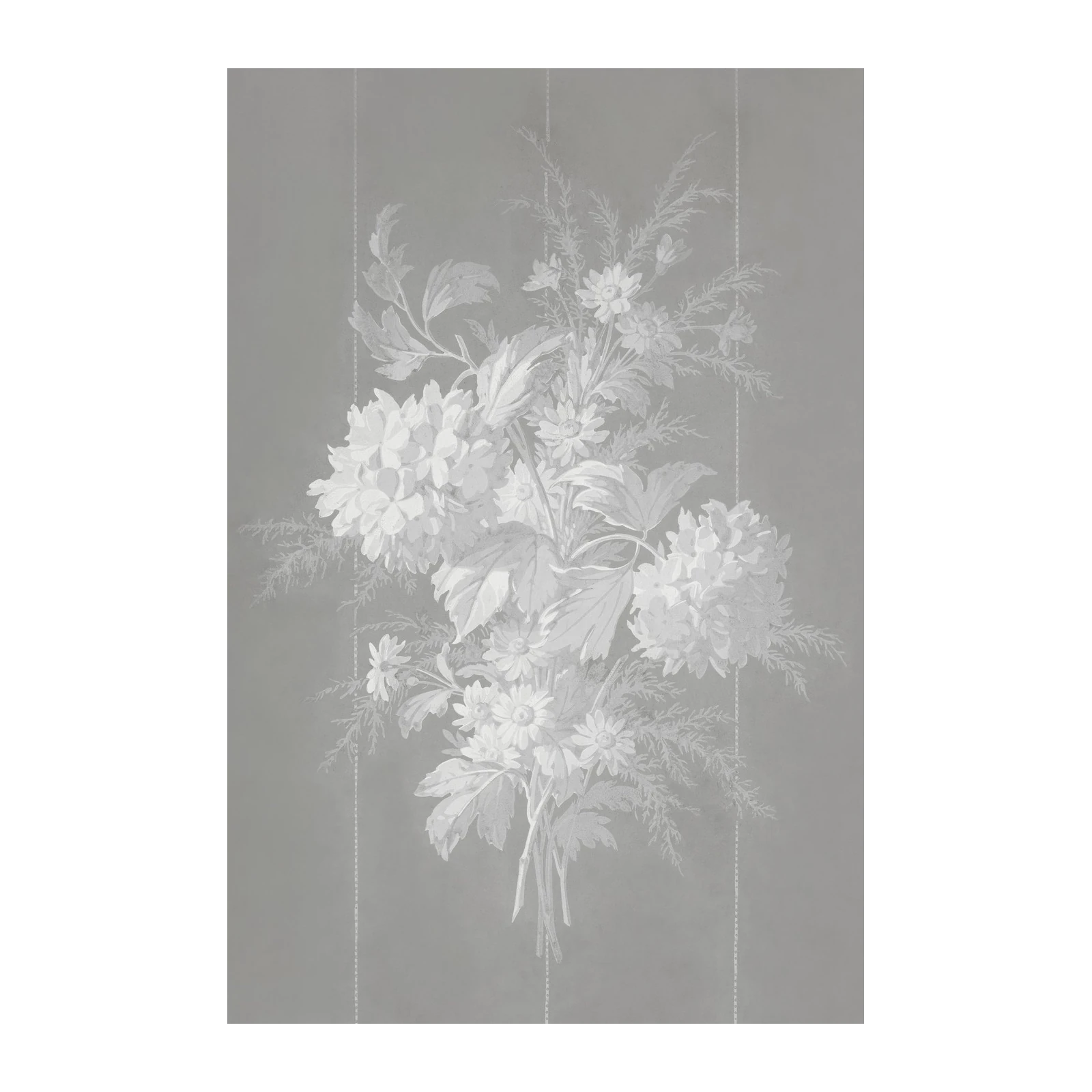 Elegant Floral Bouquet Grey Wall Art