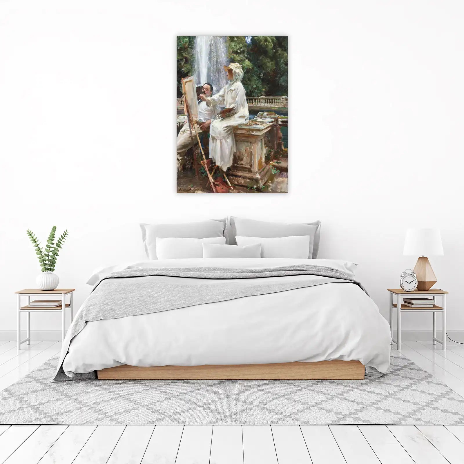 Artistic Serenity: Fountain Garden Painting Wall Art