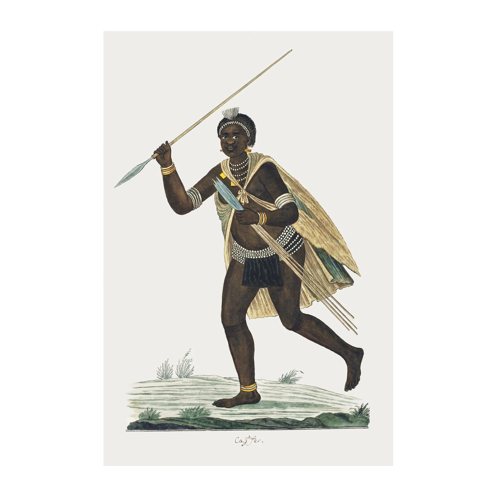 Vintage Warrior with Spear Wall Art