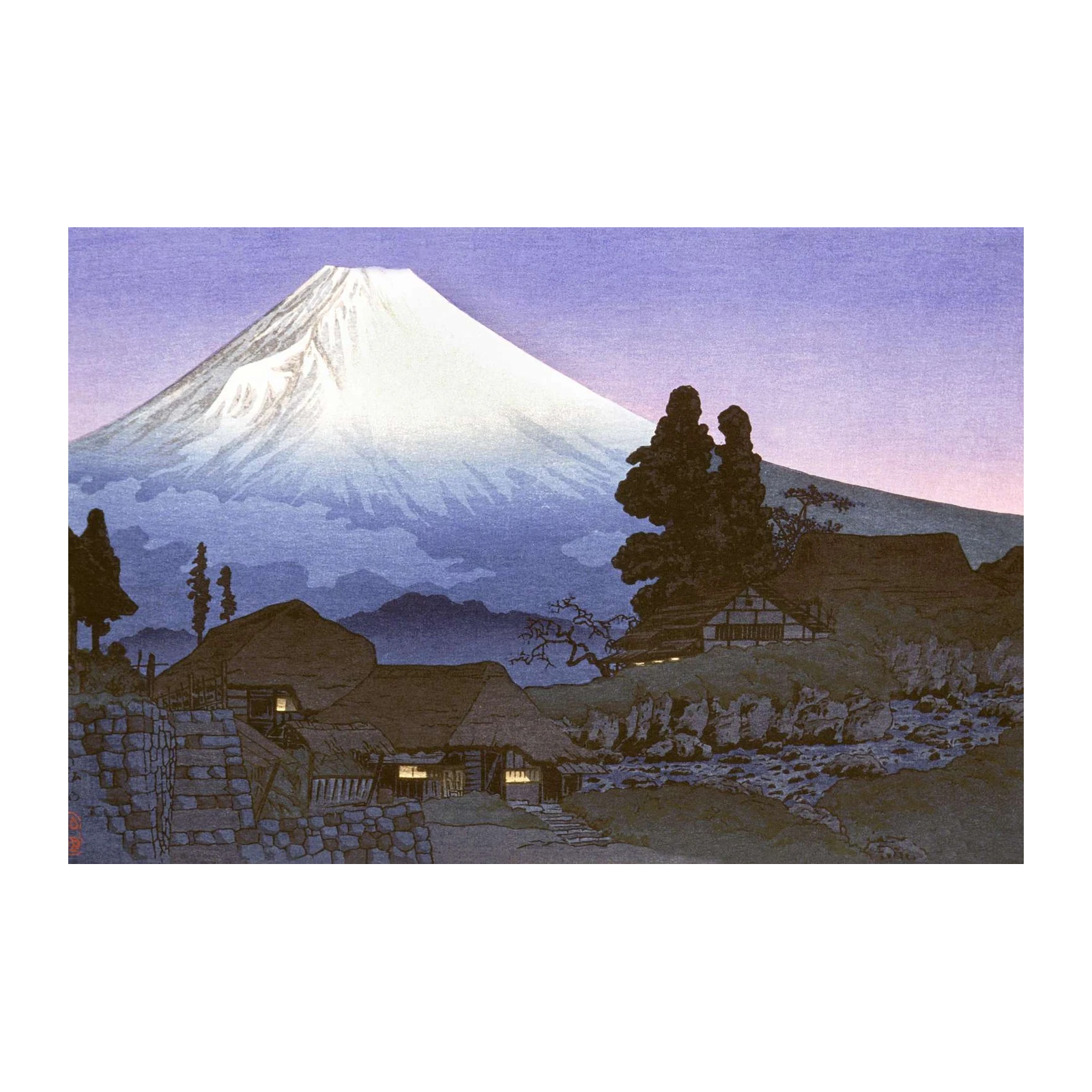 Serene Mt. Fuji Village Landscape Wall Art